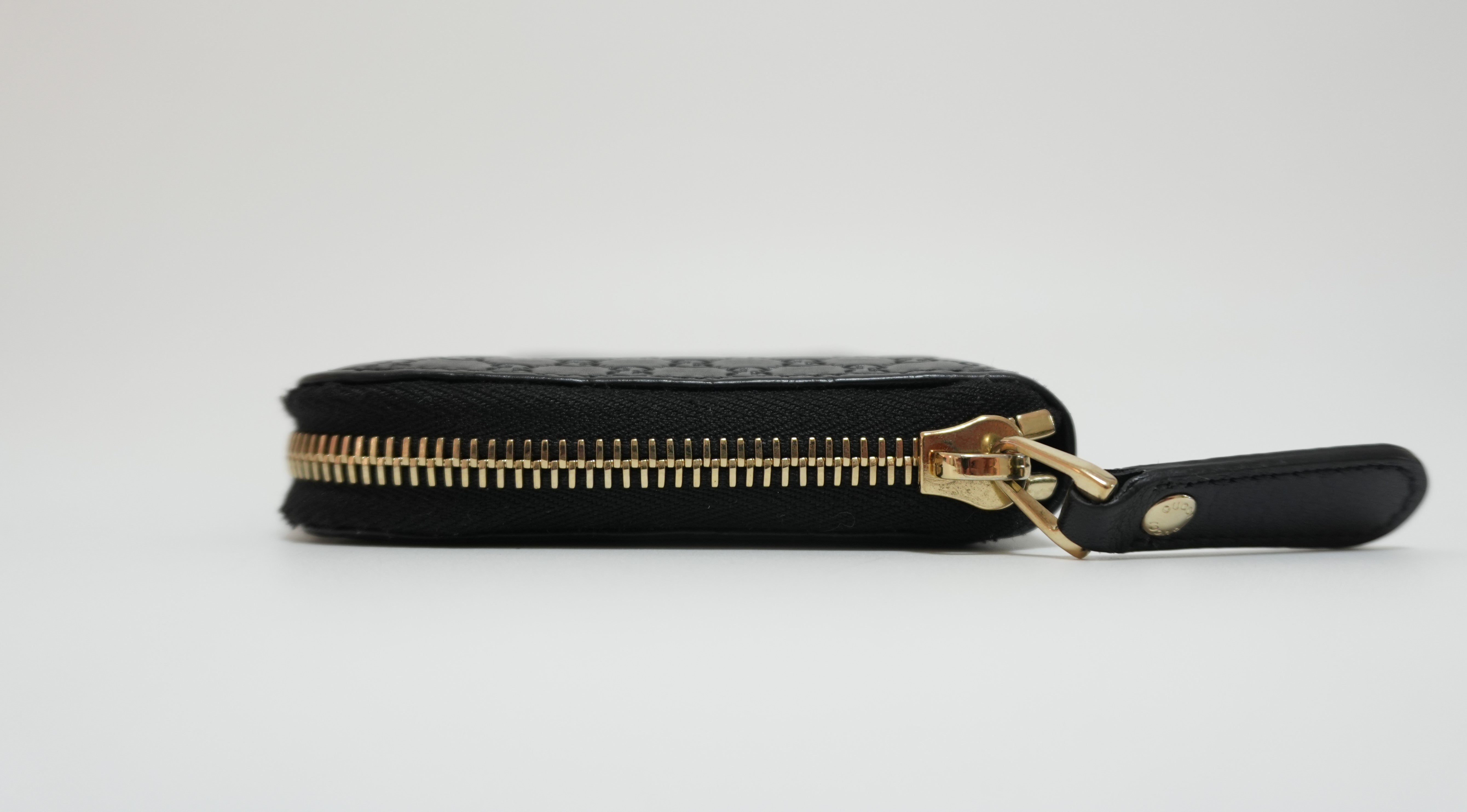 Gucci Micro Guccisima Zippy Wallet Black Leather Used