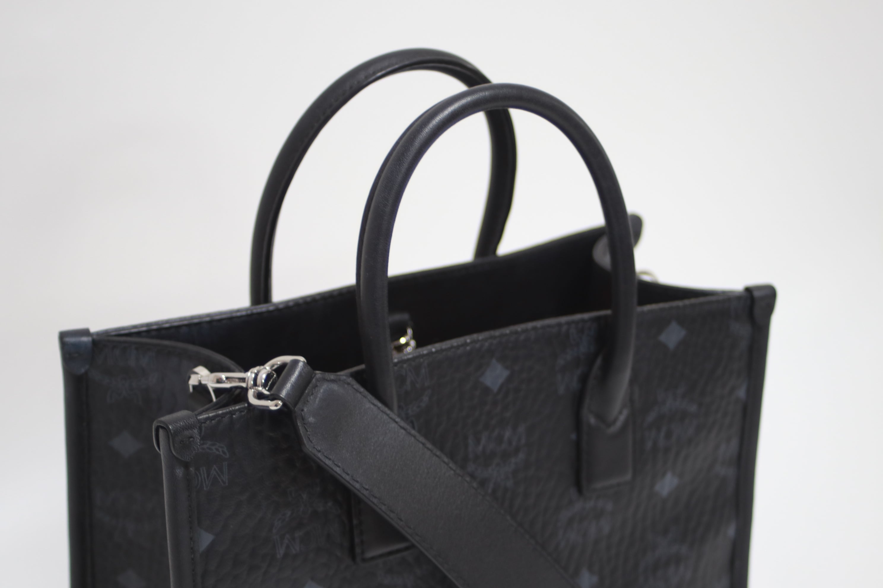 MCM Embossed Munchen Shoulder Tote Bag Used