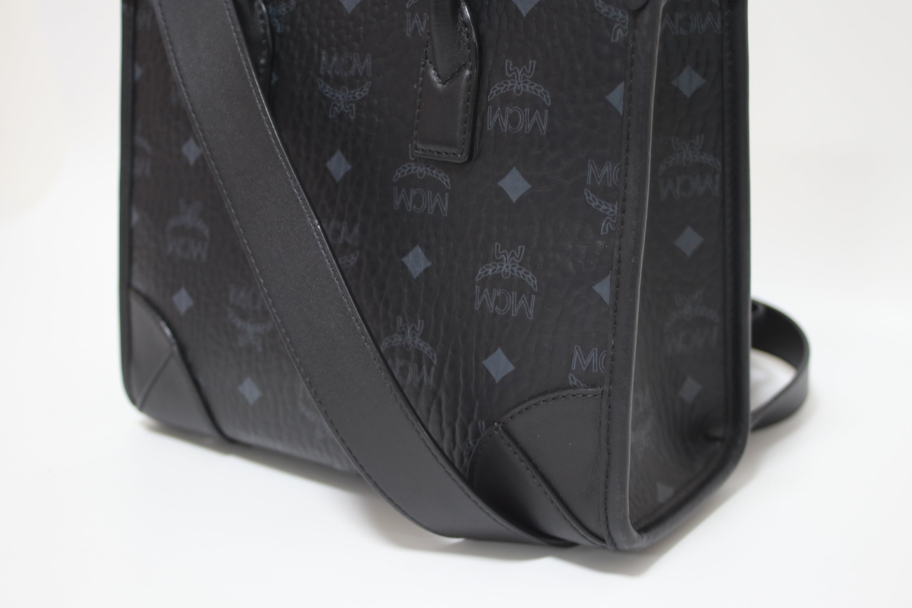 MCM Embossed Munchen Shoulder Tote Bag Used