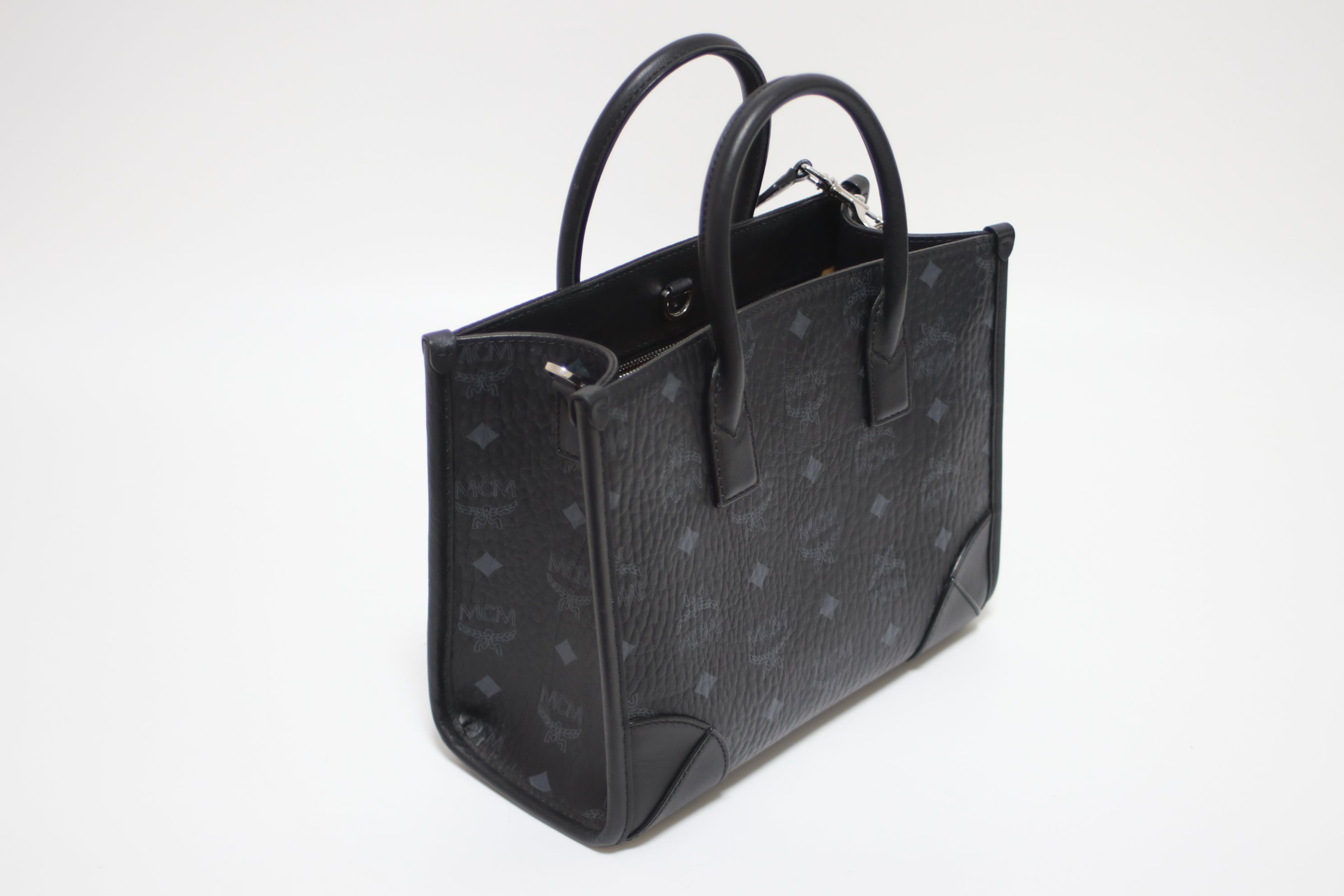 MCM Embossed Munchen Shoulder Tote Bag Used