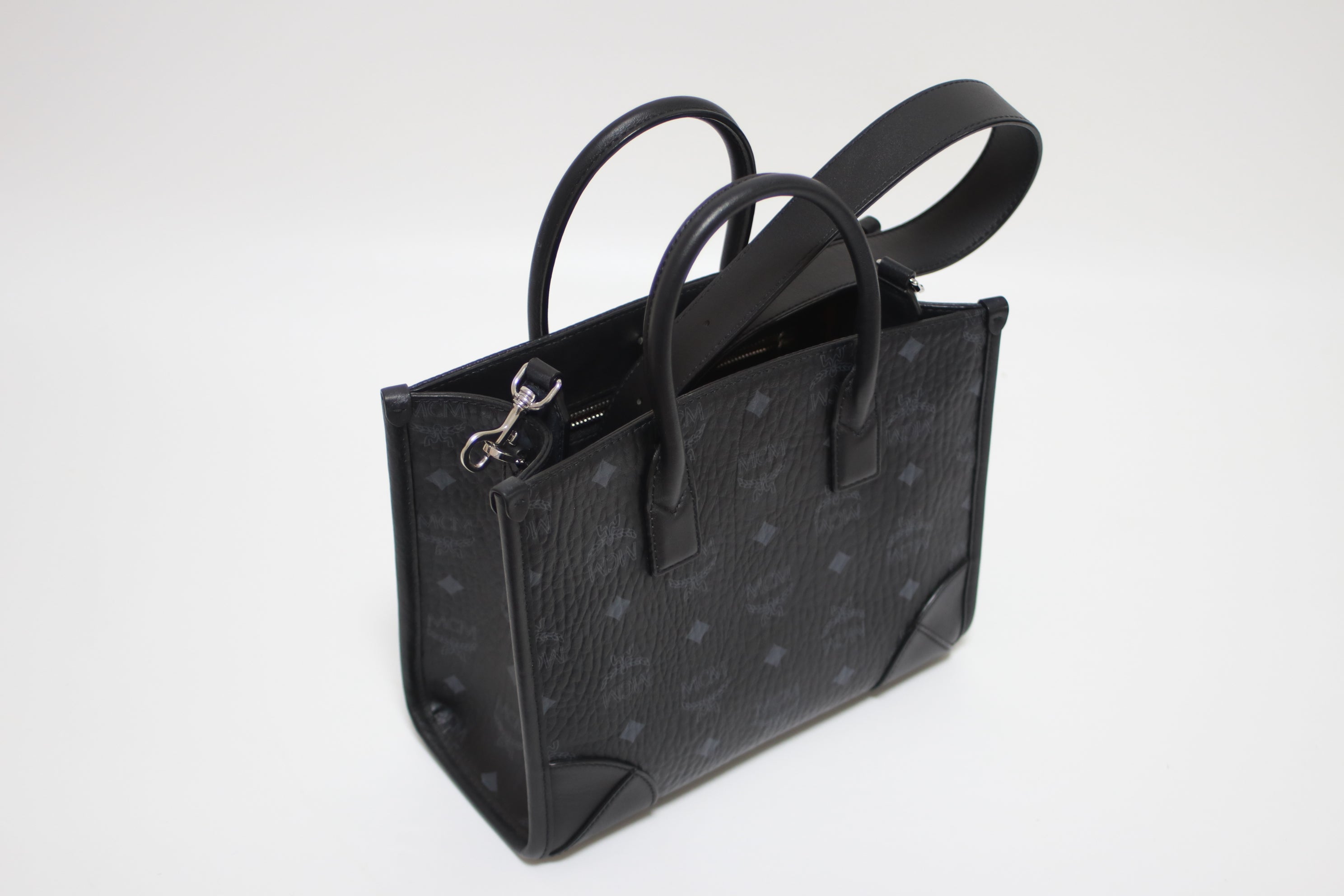 MCM Embossed Munchen Shoulder Tote Bag Used