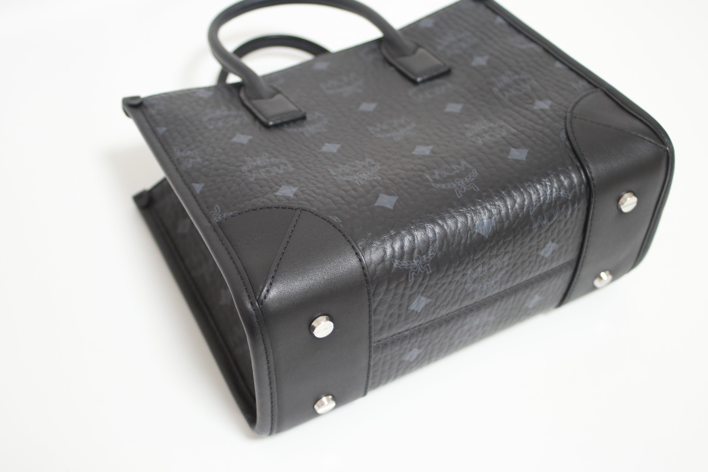 MCM Embossed Munchen Shoulder Tote Bag Used