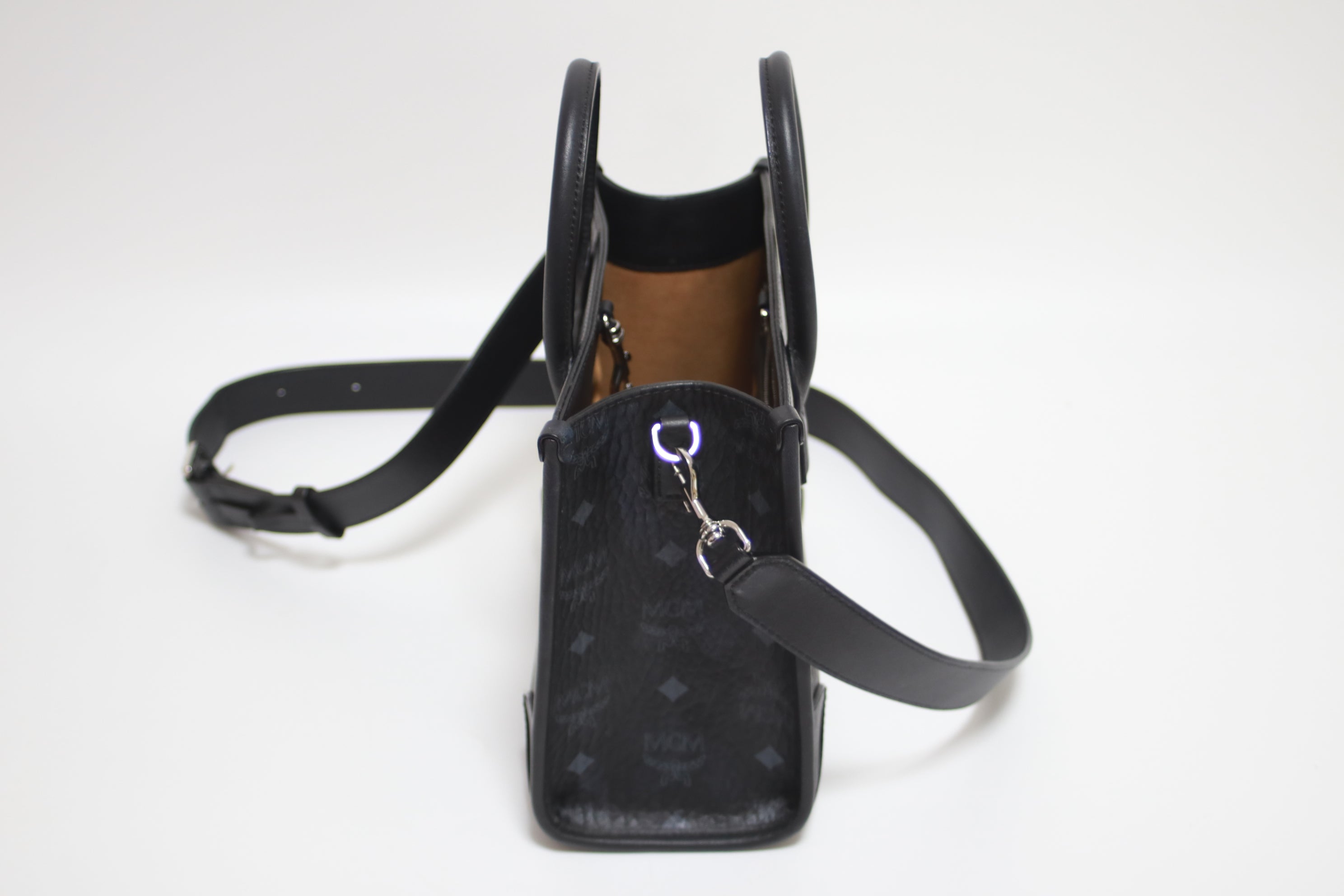 MCM Embossed Munchen Shoulder Tote Bag Used