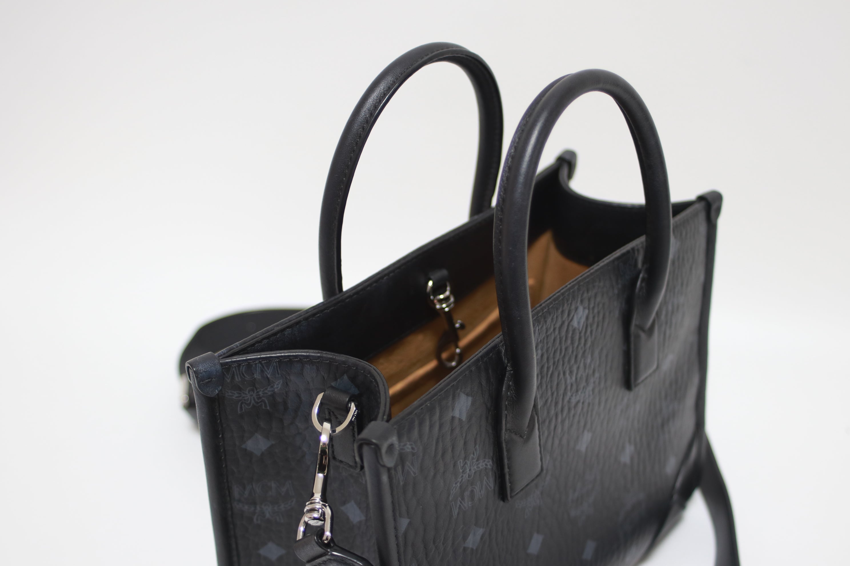 MCM Embossed Munchen Shoulder Tote Bag Used
