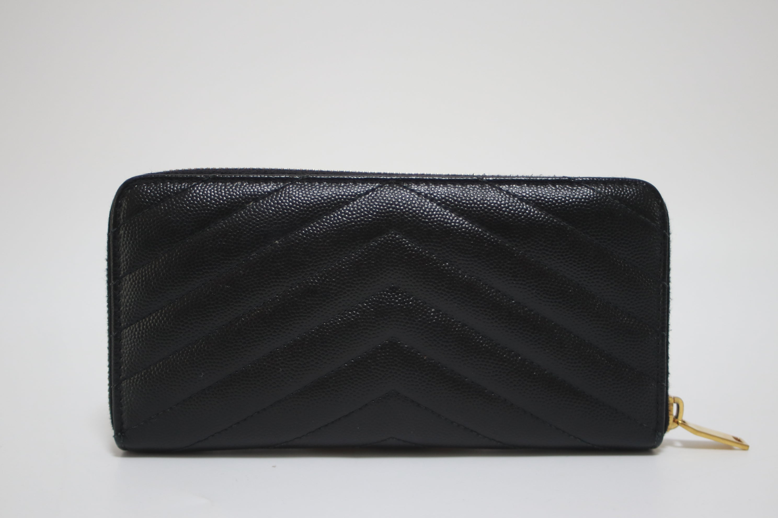 YSL Zippy Long Wallet Black Used