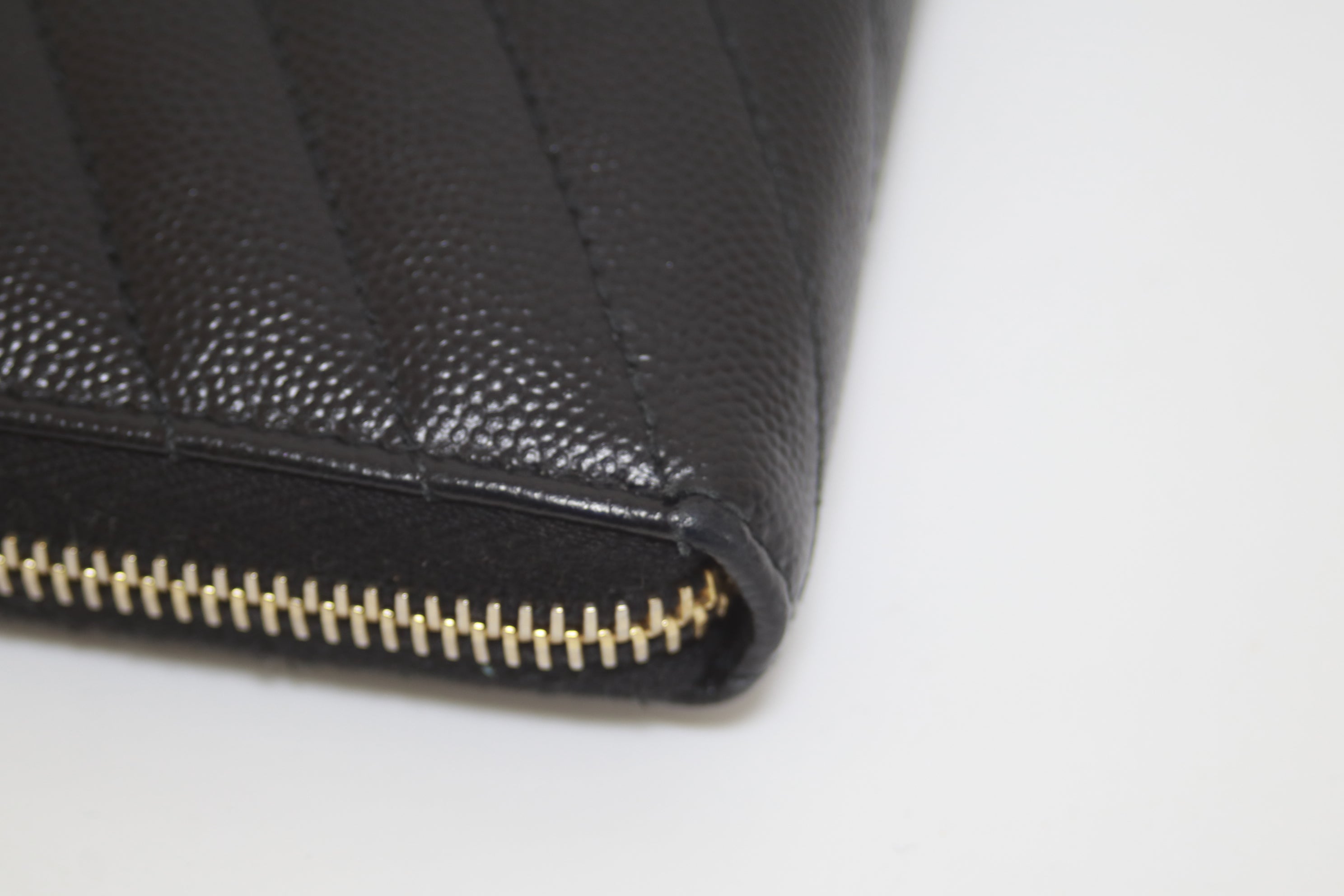 YSL Zippy Long Wallet Black Used