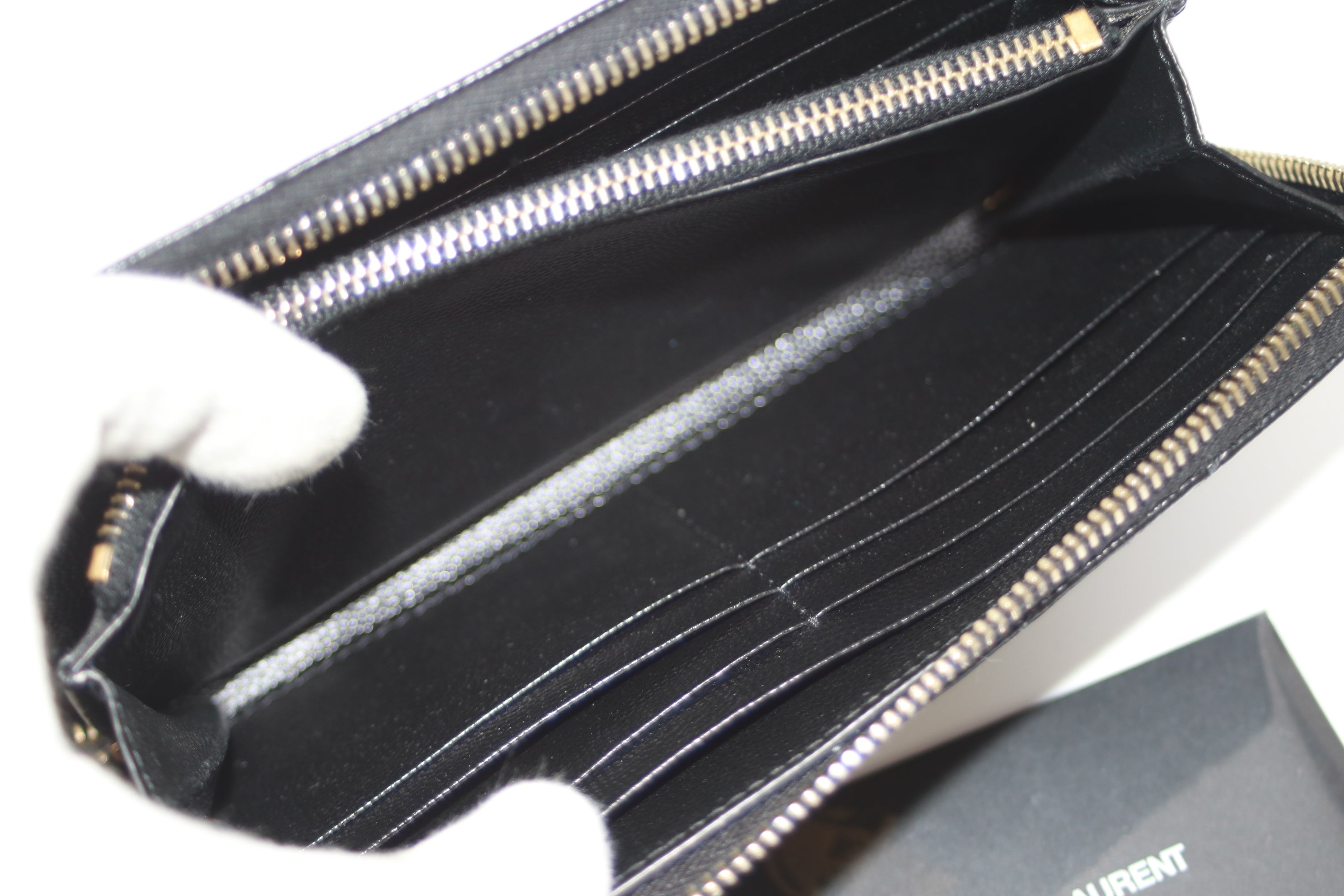 YSL Zippy Long Wallet Black Used