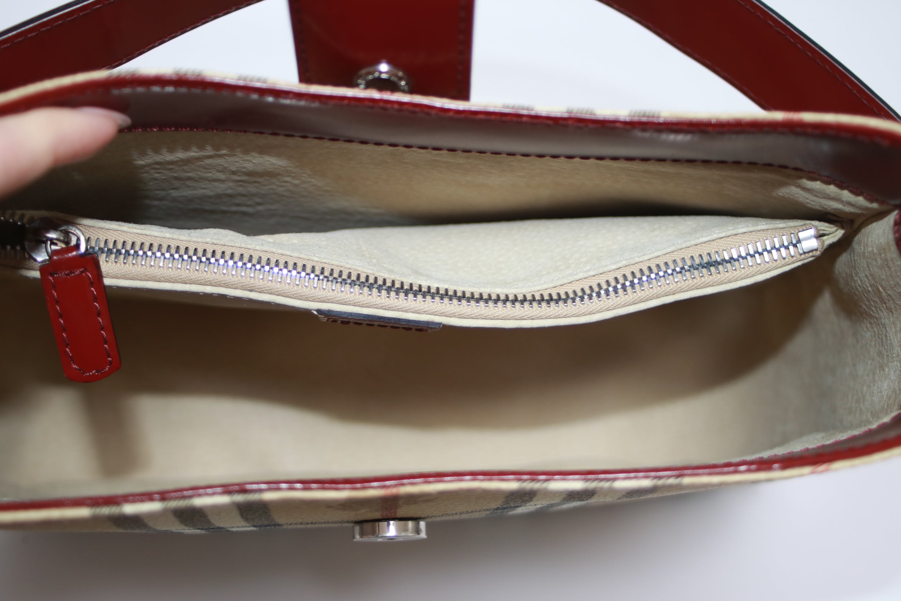 Burberry Shoulder Bag Beige and Red Used