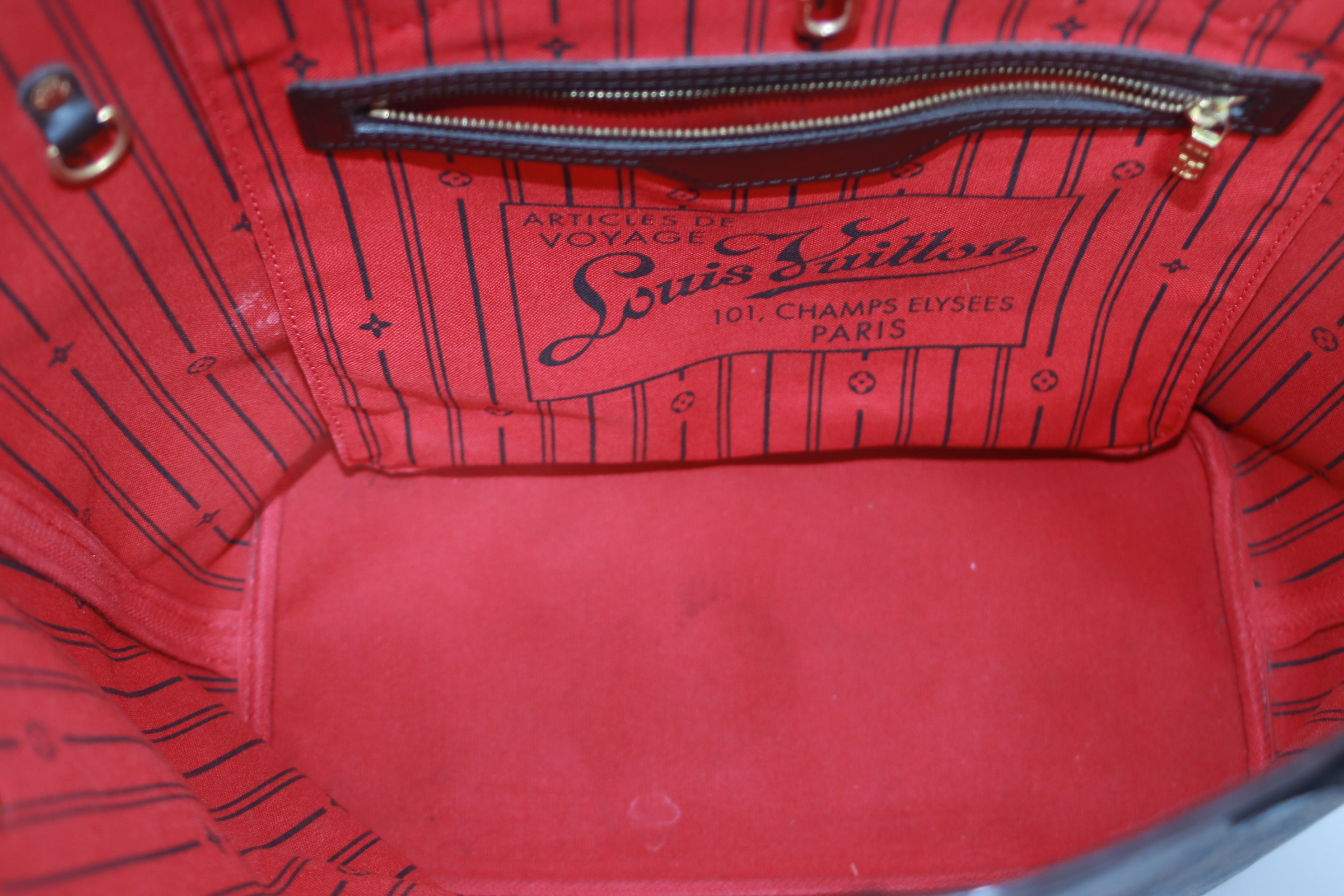 Louis Vuitton Neverfull MM Damier Ebene Tote Bag Used