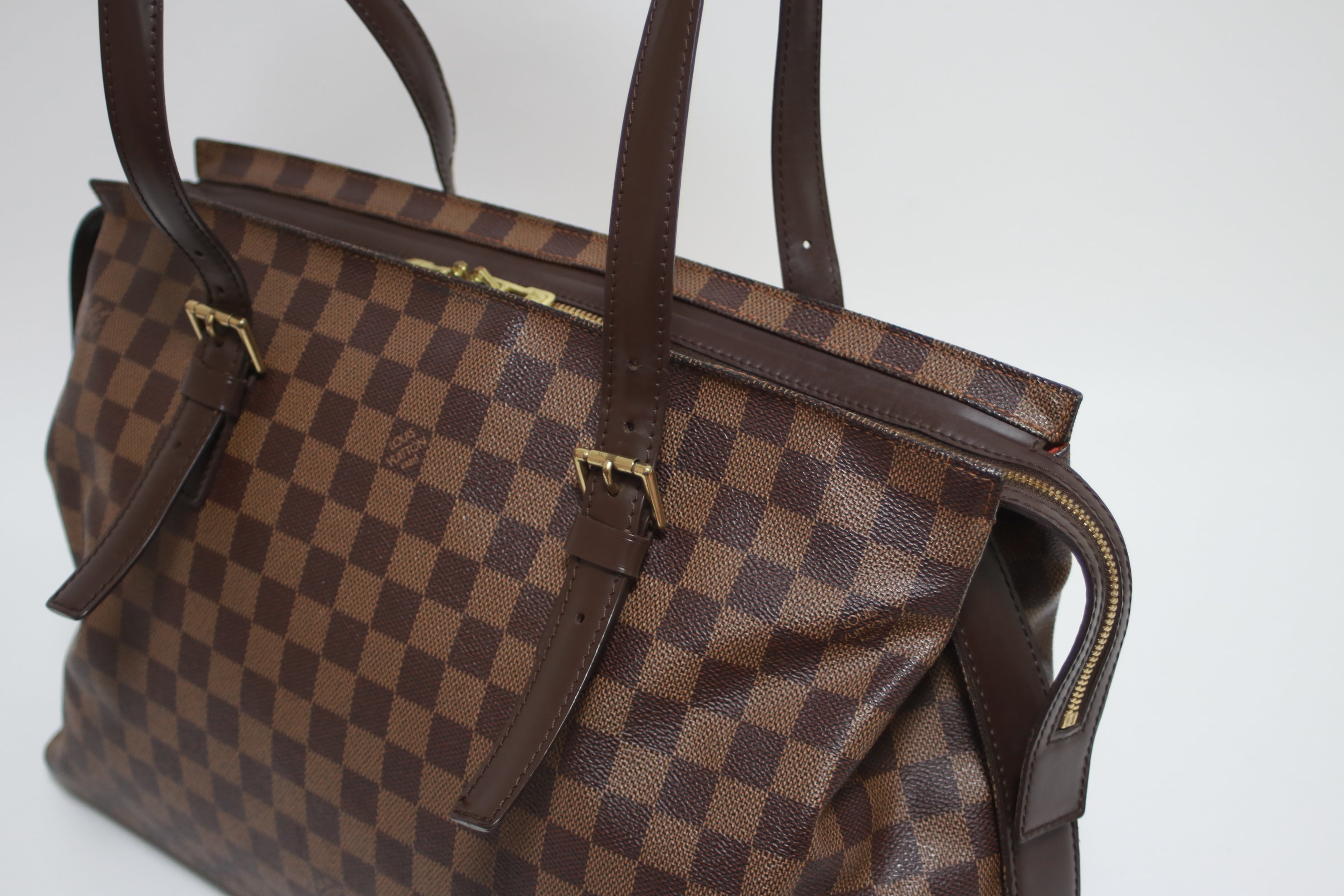 Louis Vuitton Chelsea Damier Ebene Shoulder Tote Bag Used