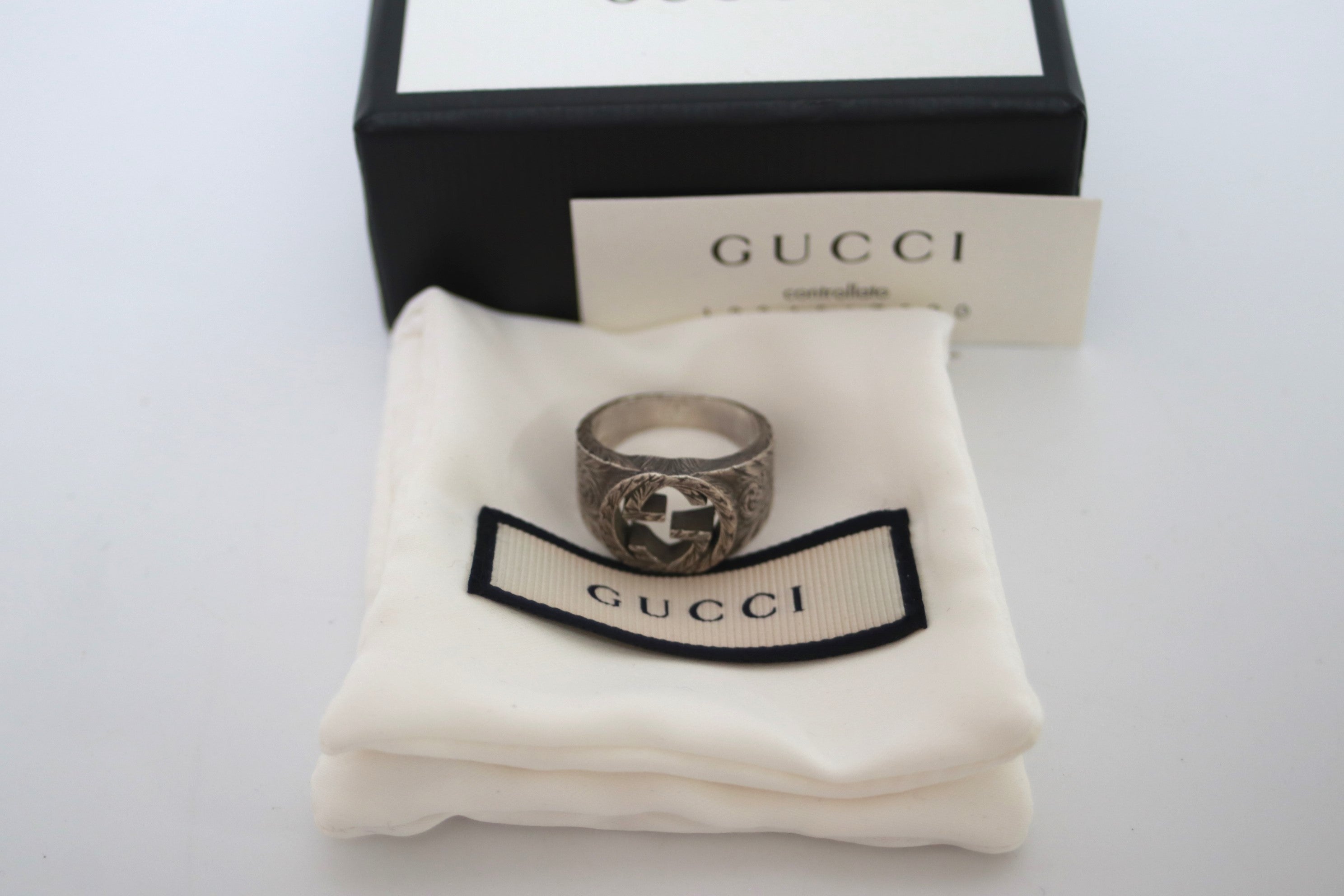 Gucci Interlocking Ring Silver Used