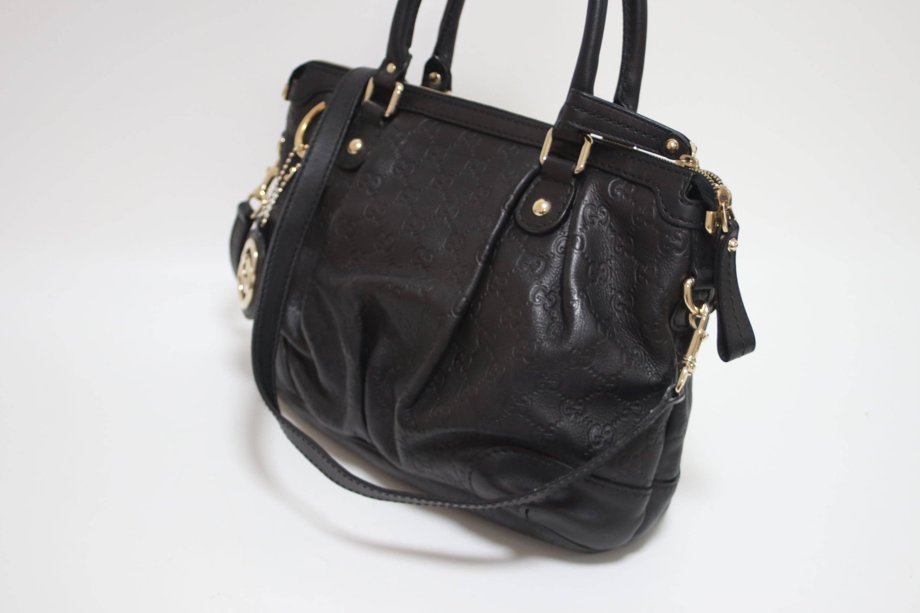 Gucci Guccisima Two Way Shoulder Bag Black Used
