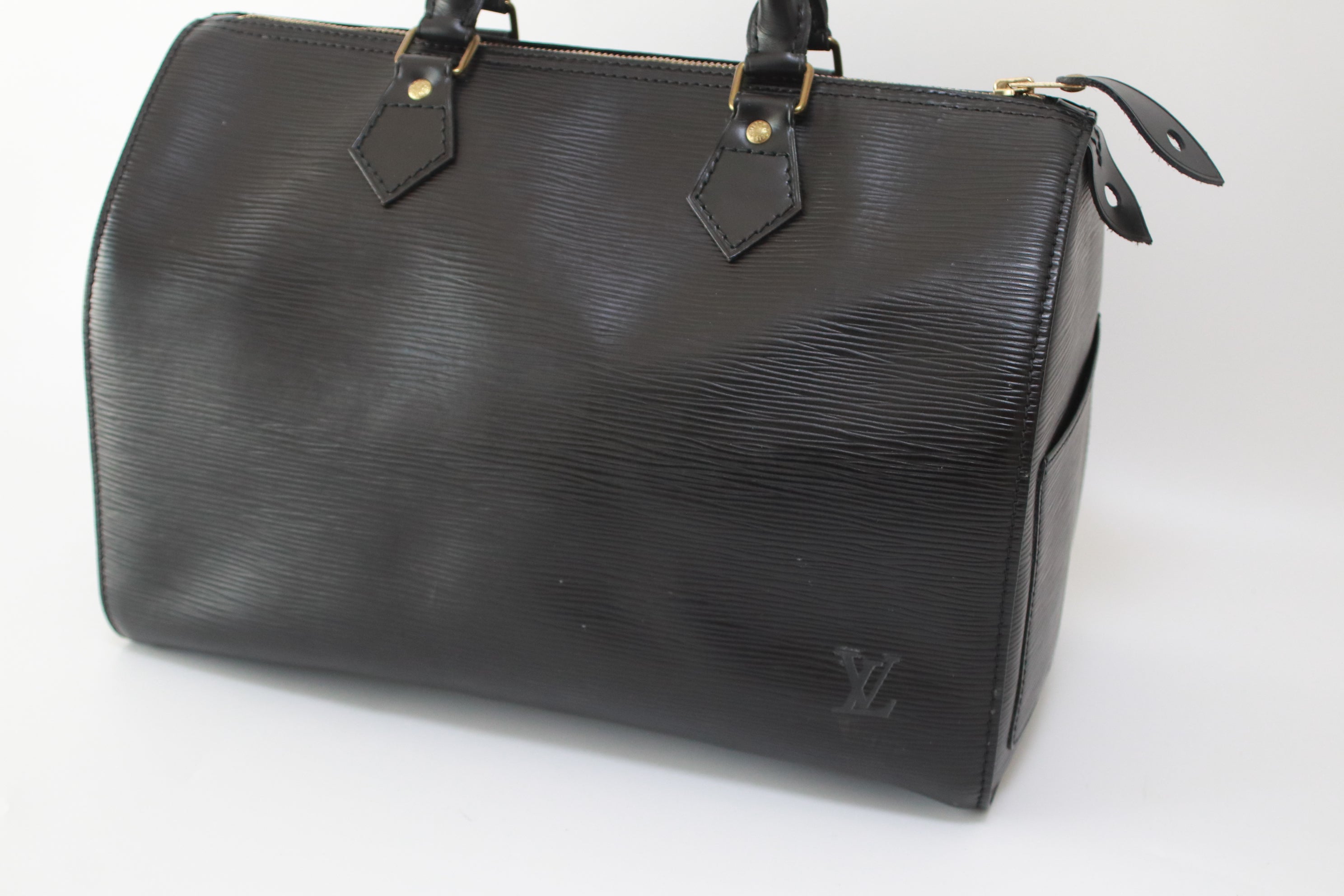 Louis Vuitton Speedy 30 Epi Black Handbag Used (7182)