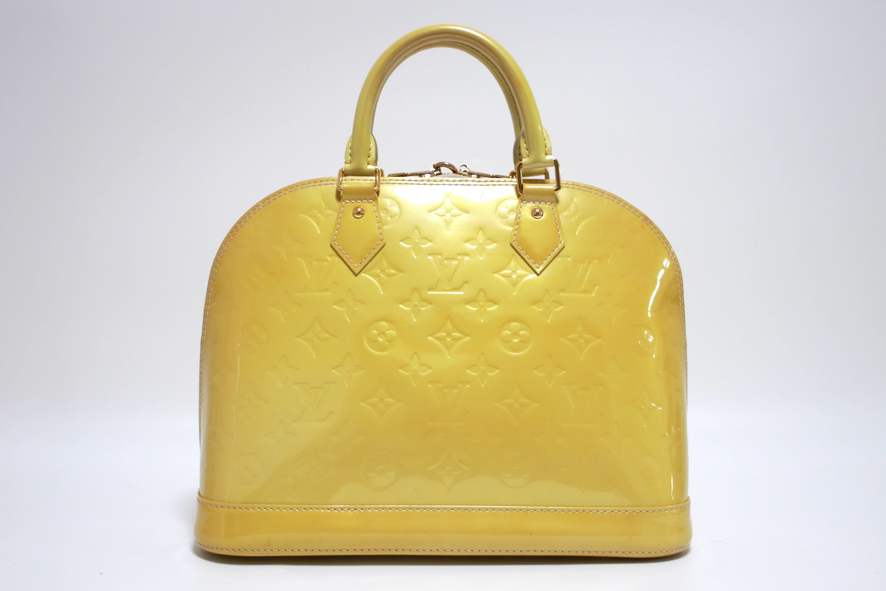 Louis Vuitton Alma PM Vernis Yellow Handbag Used