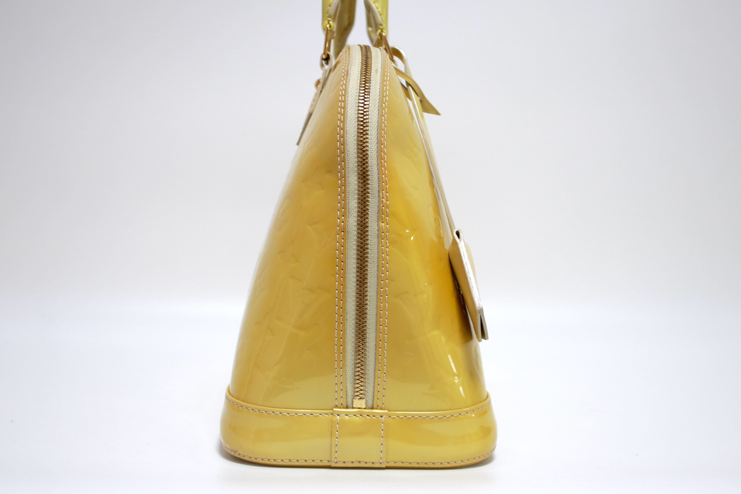 Louis Vuitton Alma PM Vernis Yellow Handbag Used