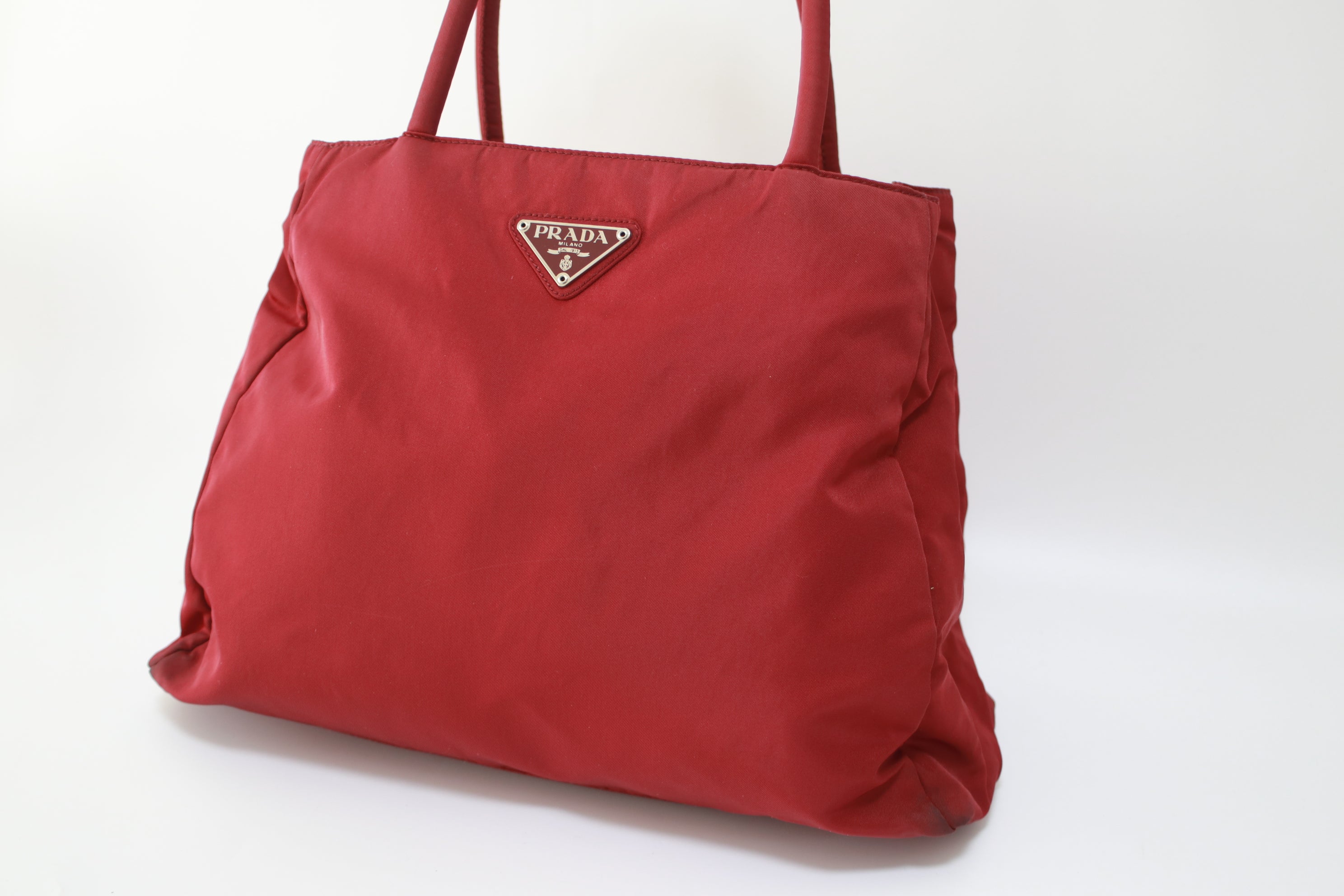 Prada Nylon Handbag Red Used