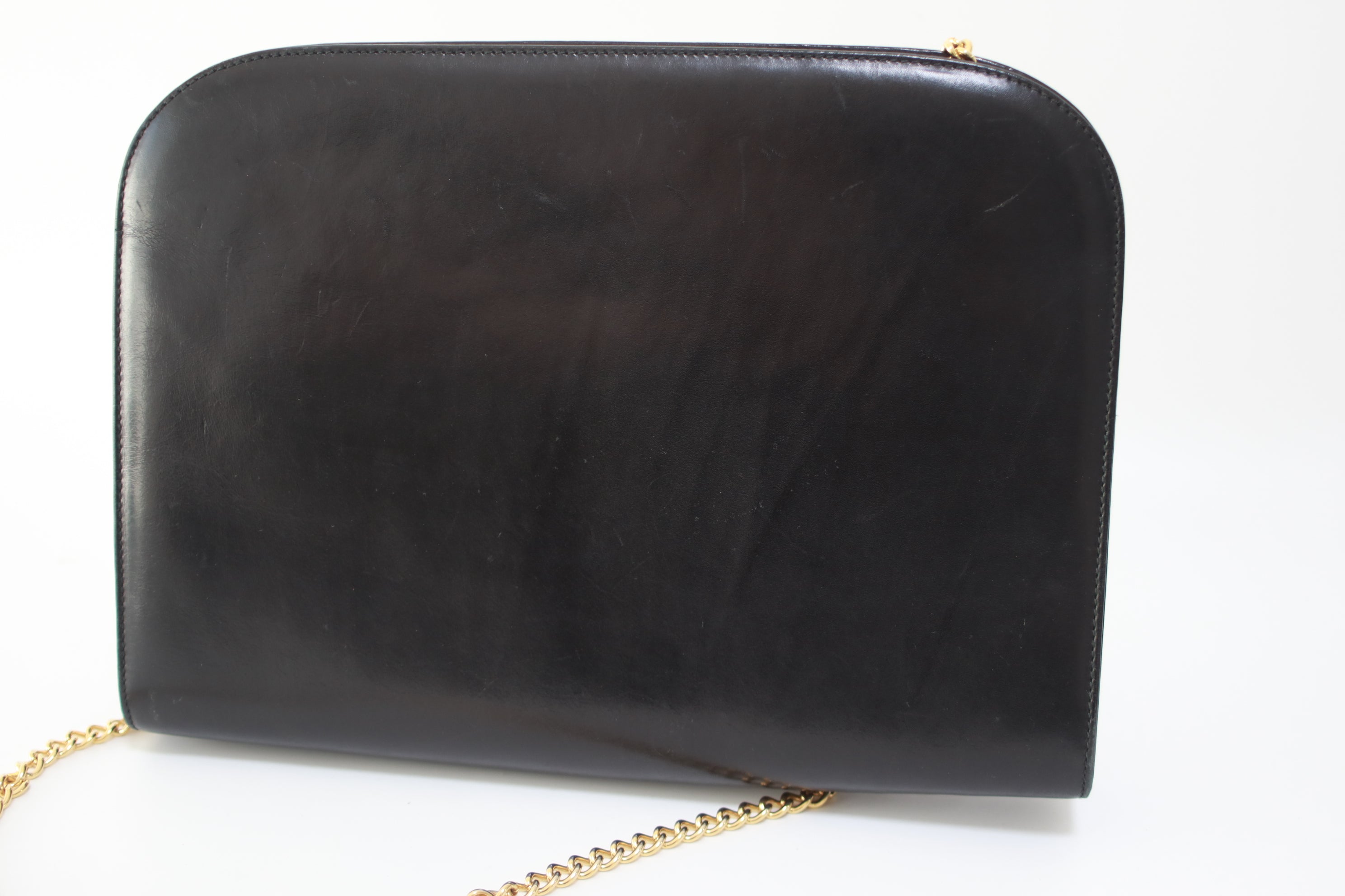 Ferragamo Chain Shoulder Bag Black Used