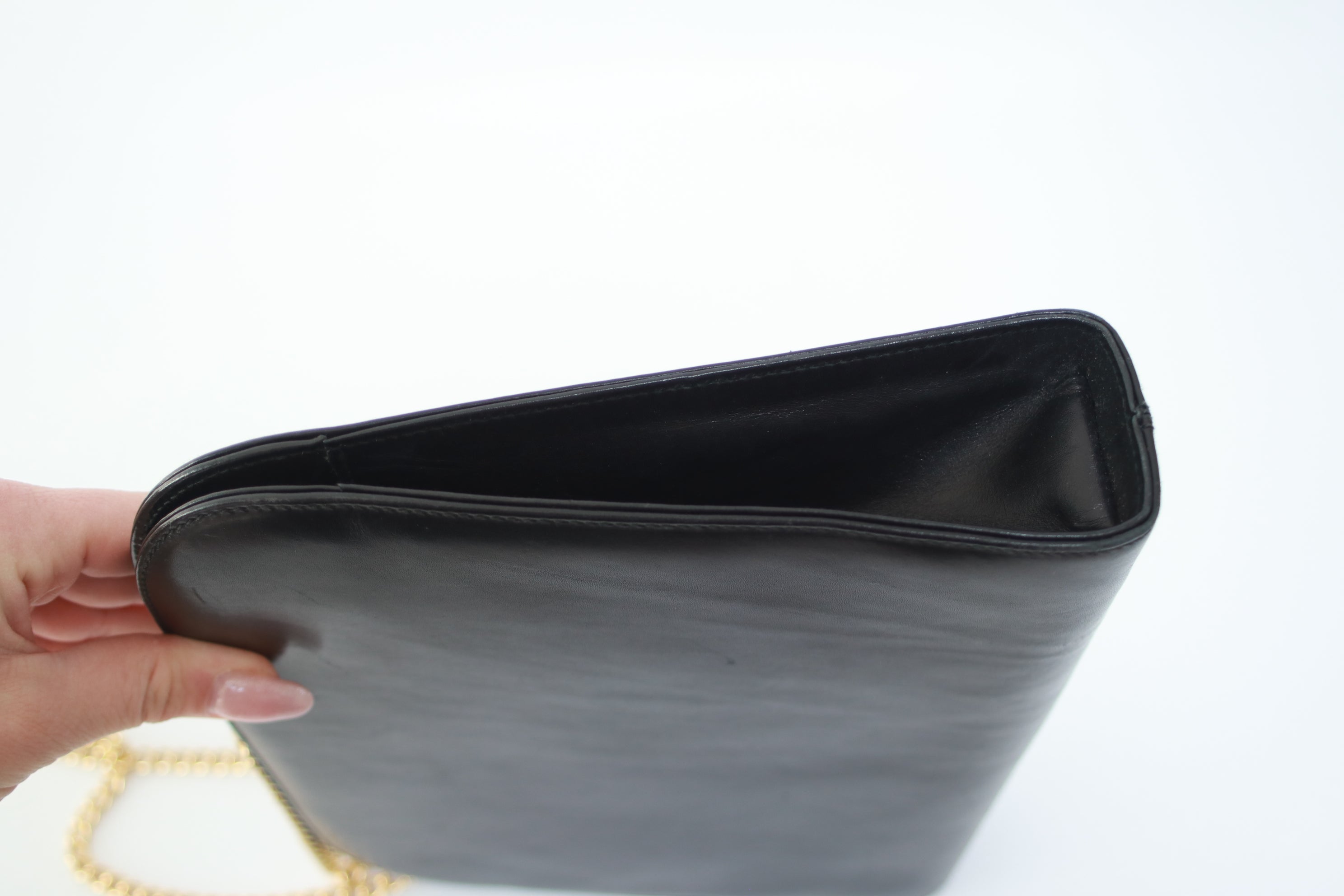 Ferragamo Chain Shoulder Bag Black Used