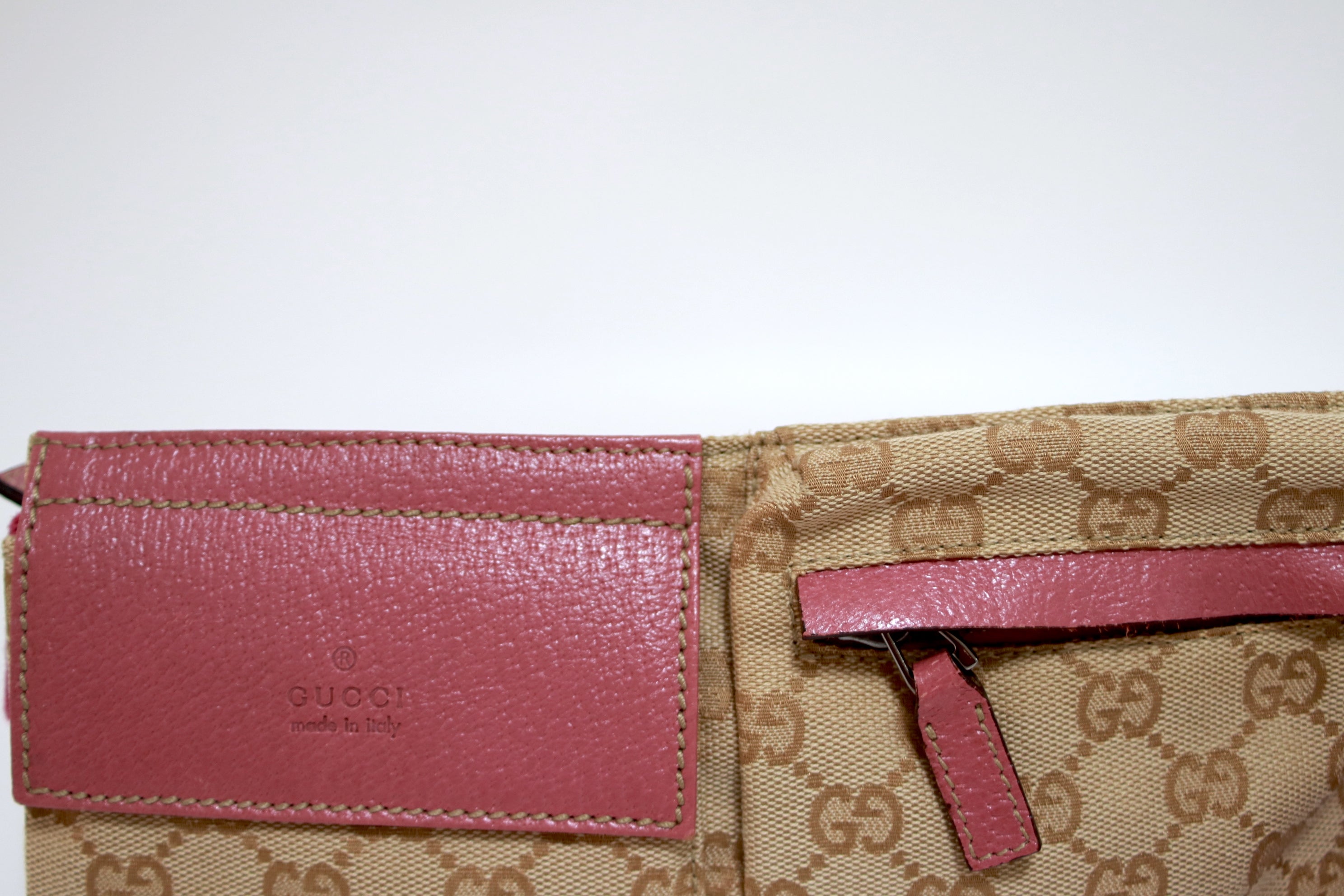 Gucci Waist Bag Pink and Brown Used