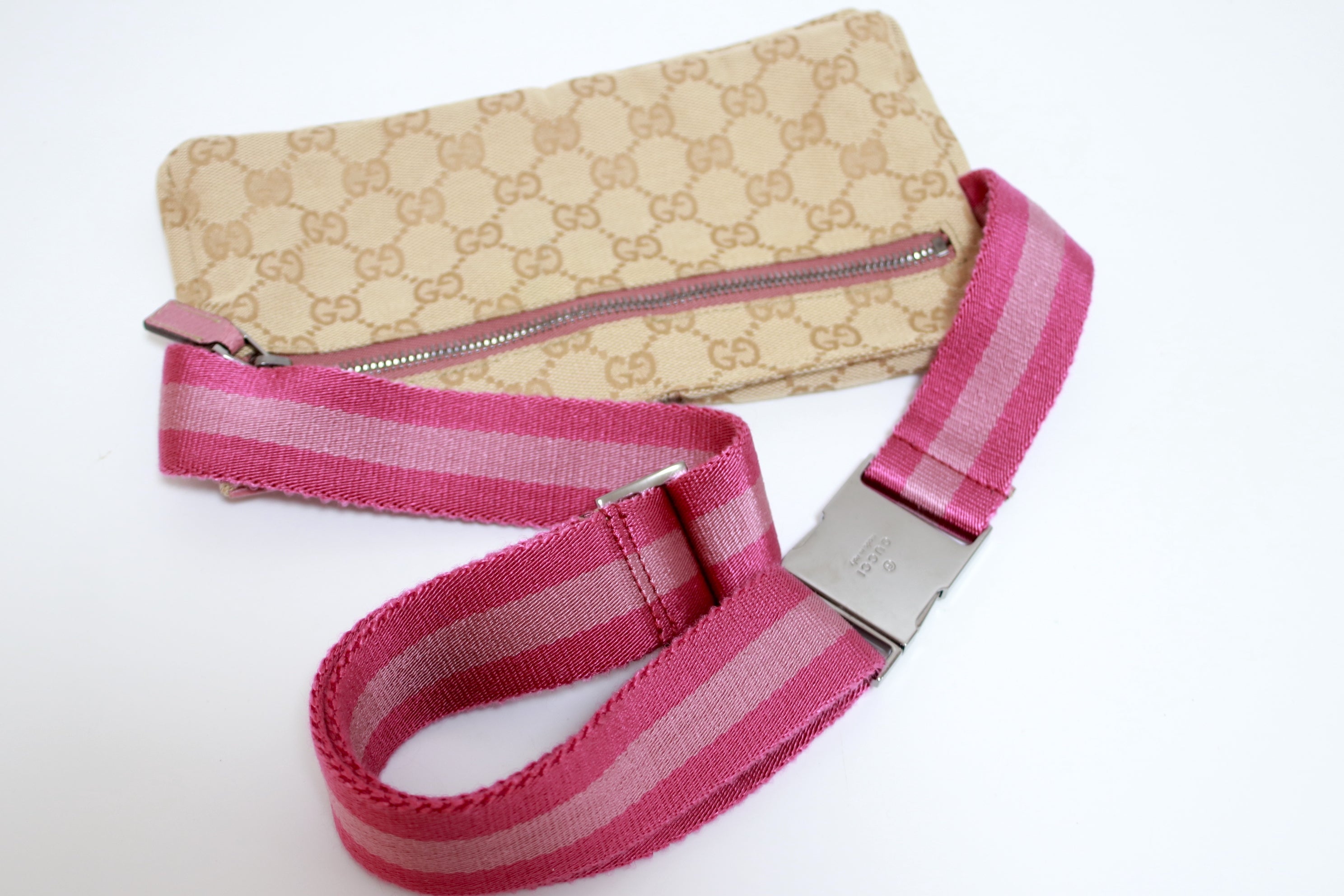 Gucci Waist Bag Pink and Brown Used