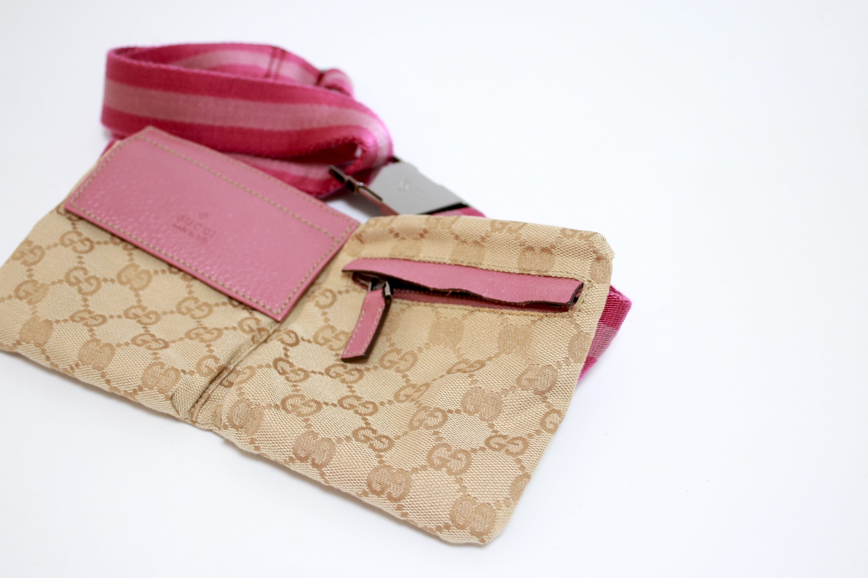 Gucci Waist Bag Pink and Brown Used