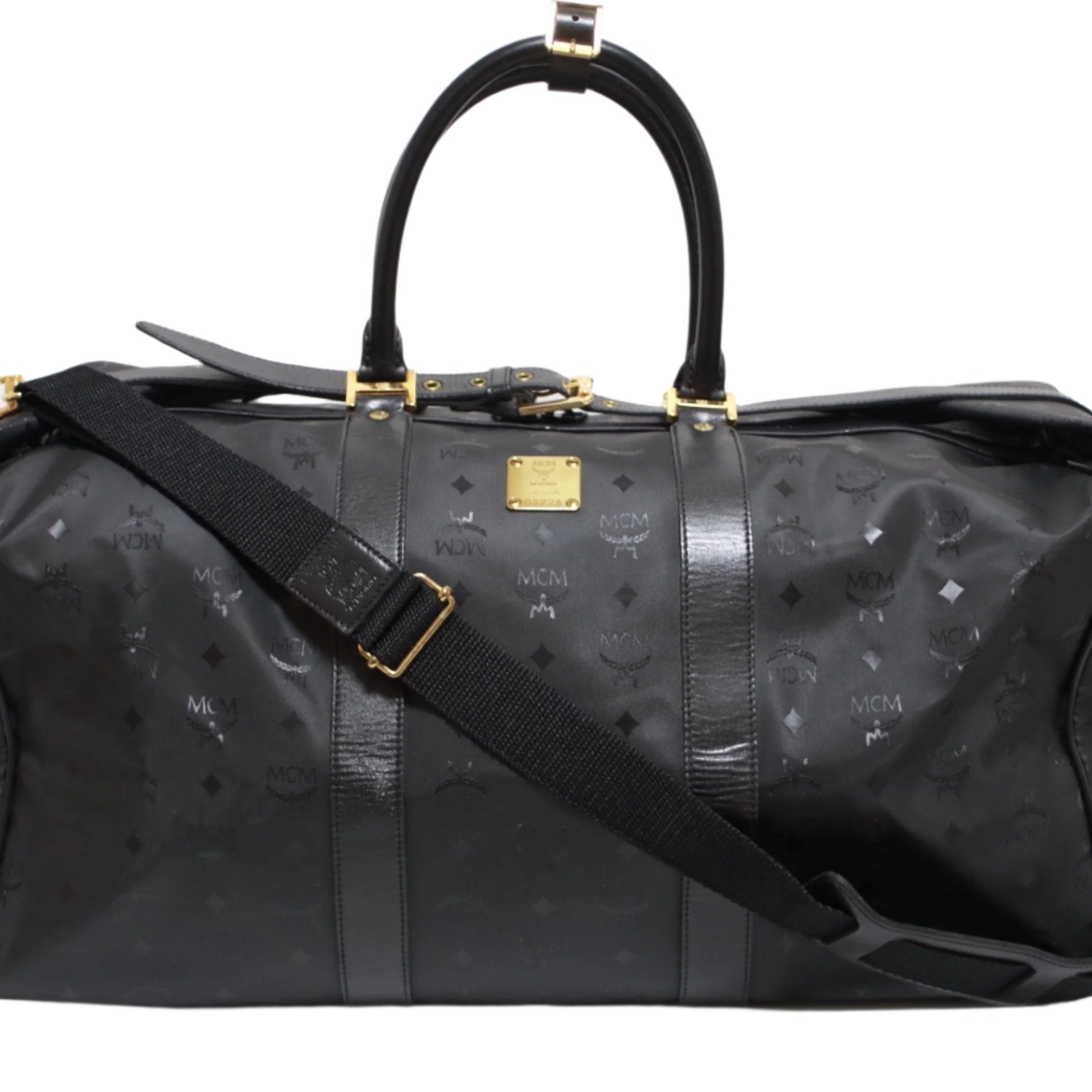 MCM Visetos Duffle Travel Bag Black Used