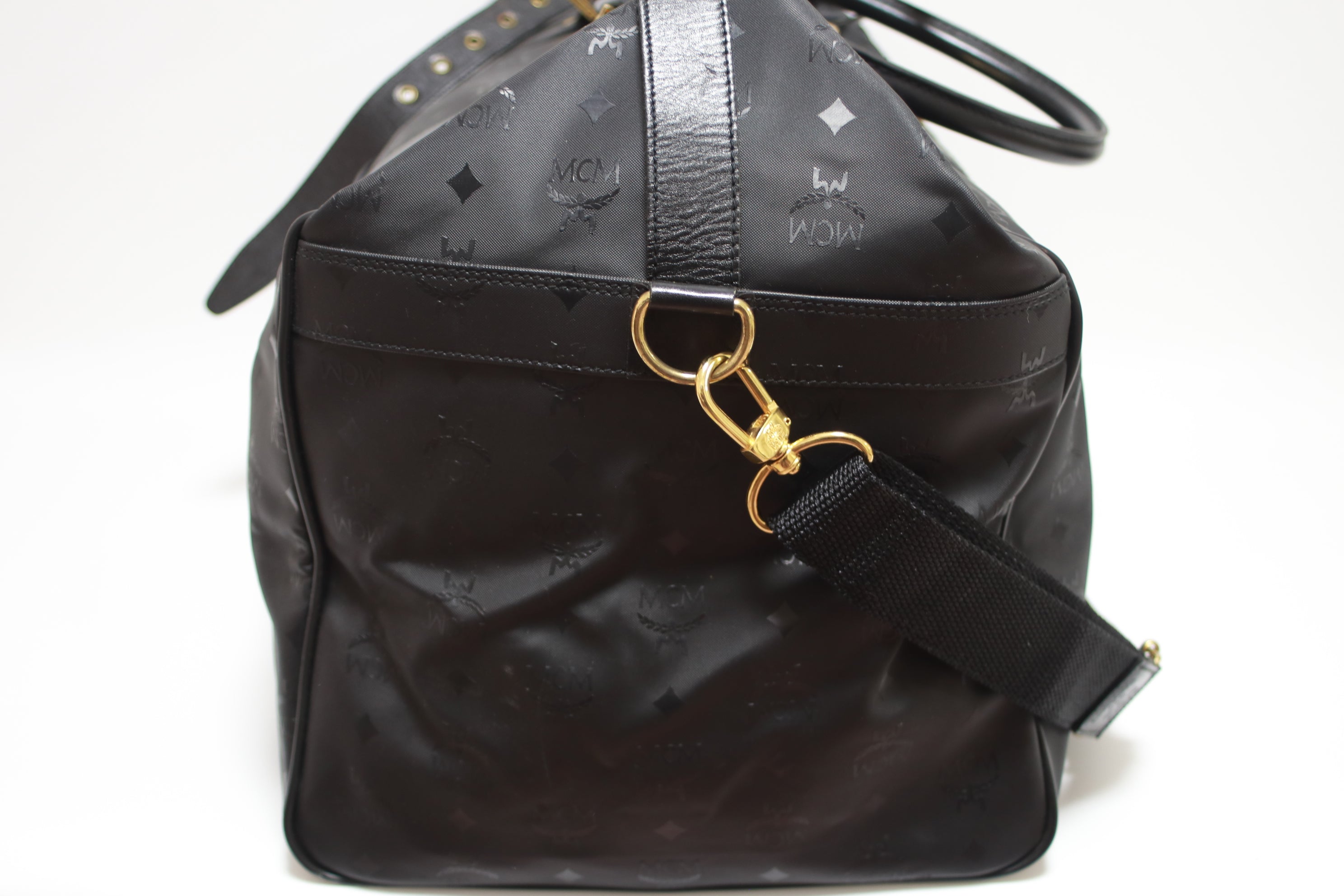 MCM Visetos Duffle Travel Bag Black Used
