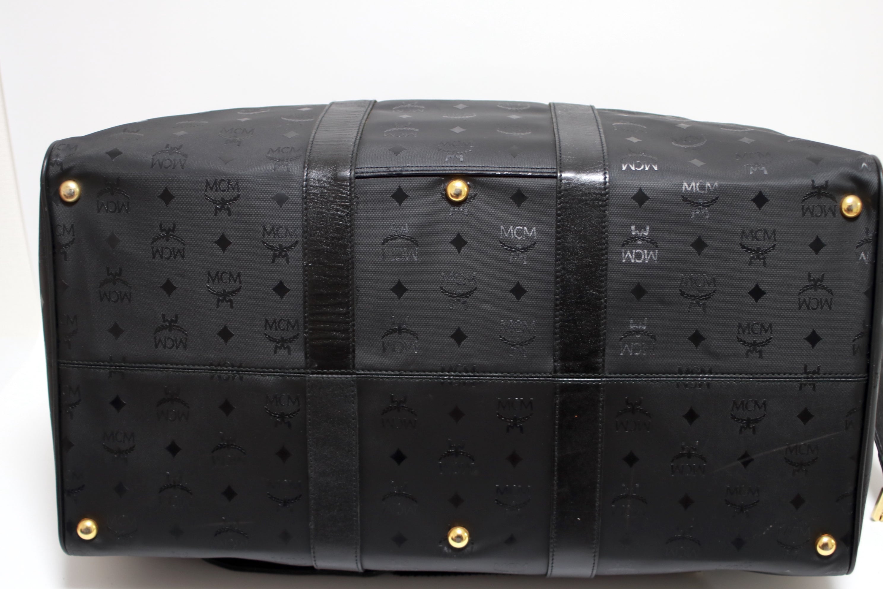 MCM Visetos Duffle Travel Bag Black Used