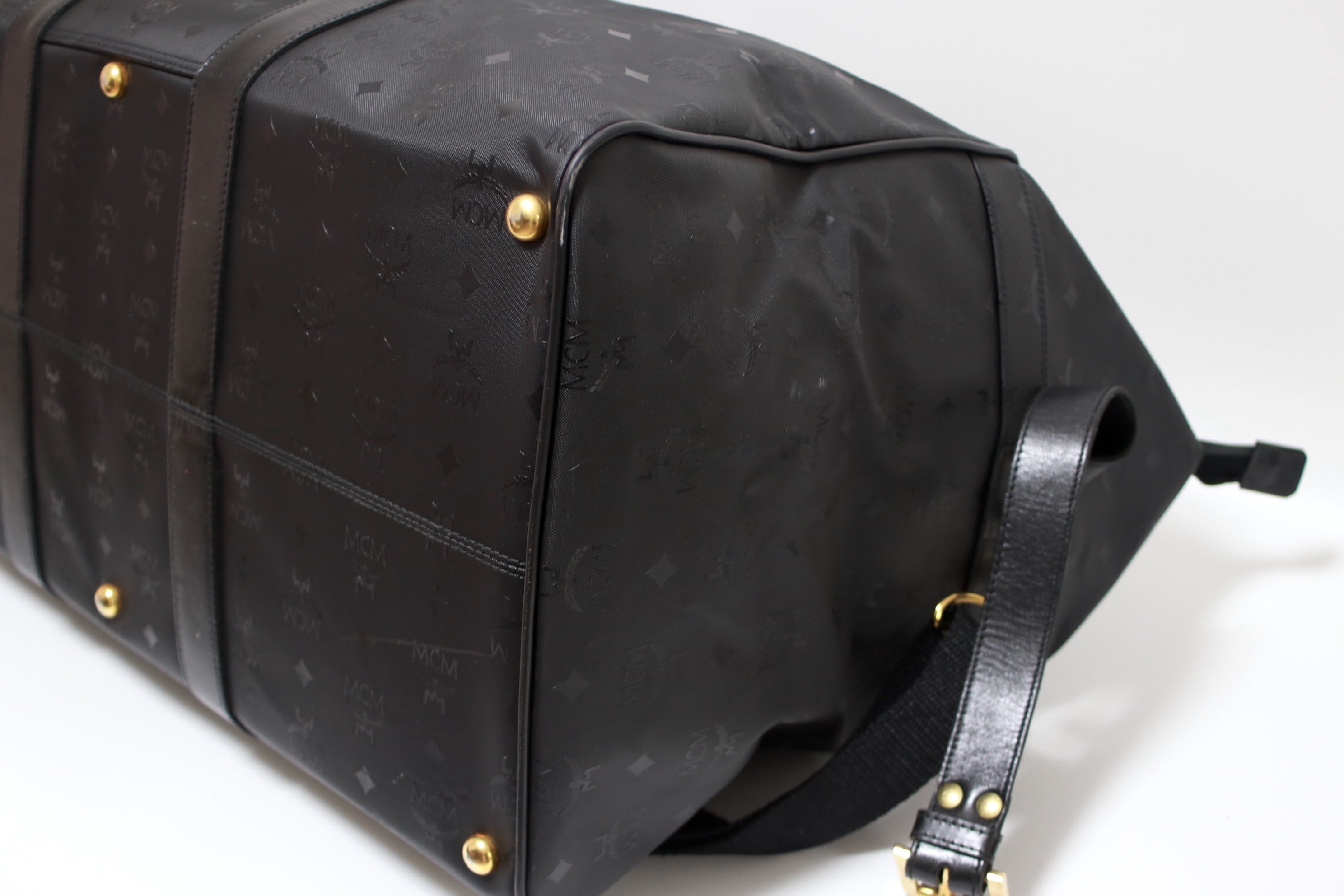 MCM Visetos Duffle Travel Bag Black Used