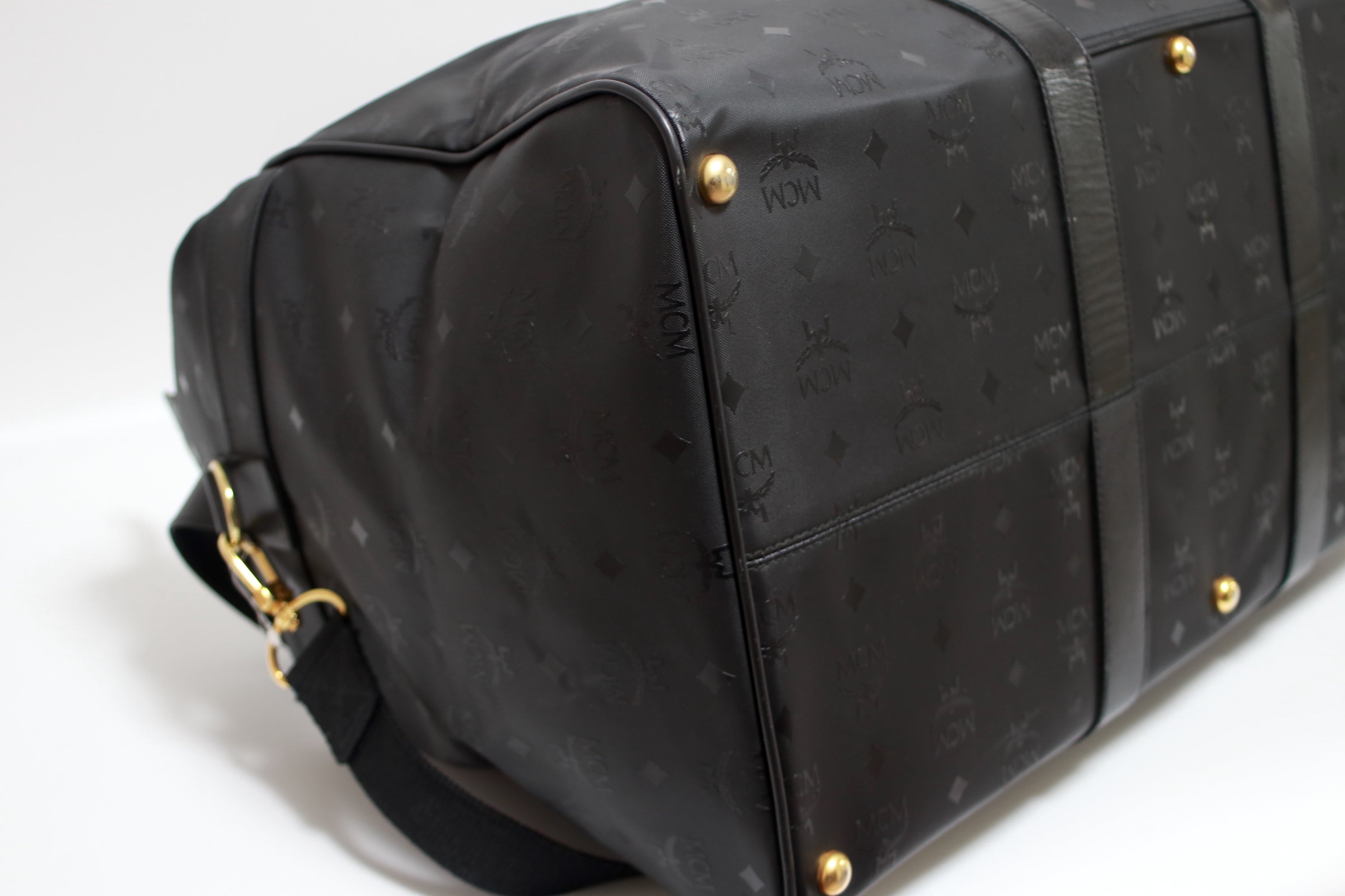 MCM Visetos Duffle Travel Bag Black Used
