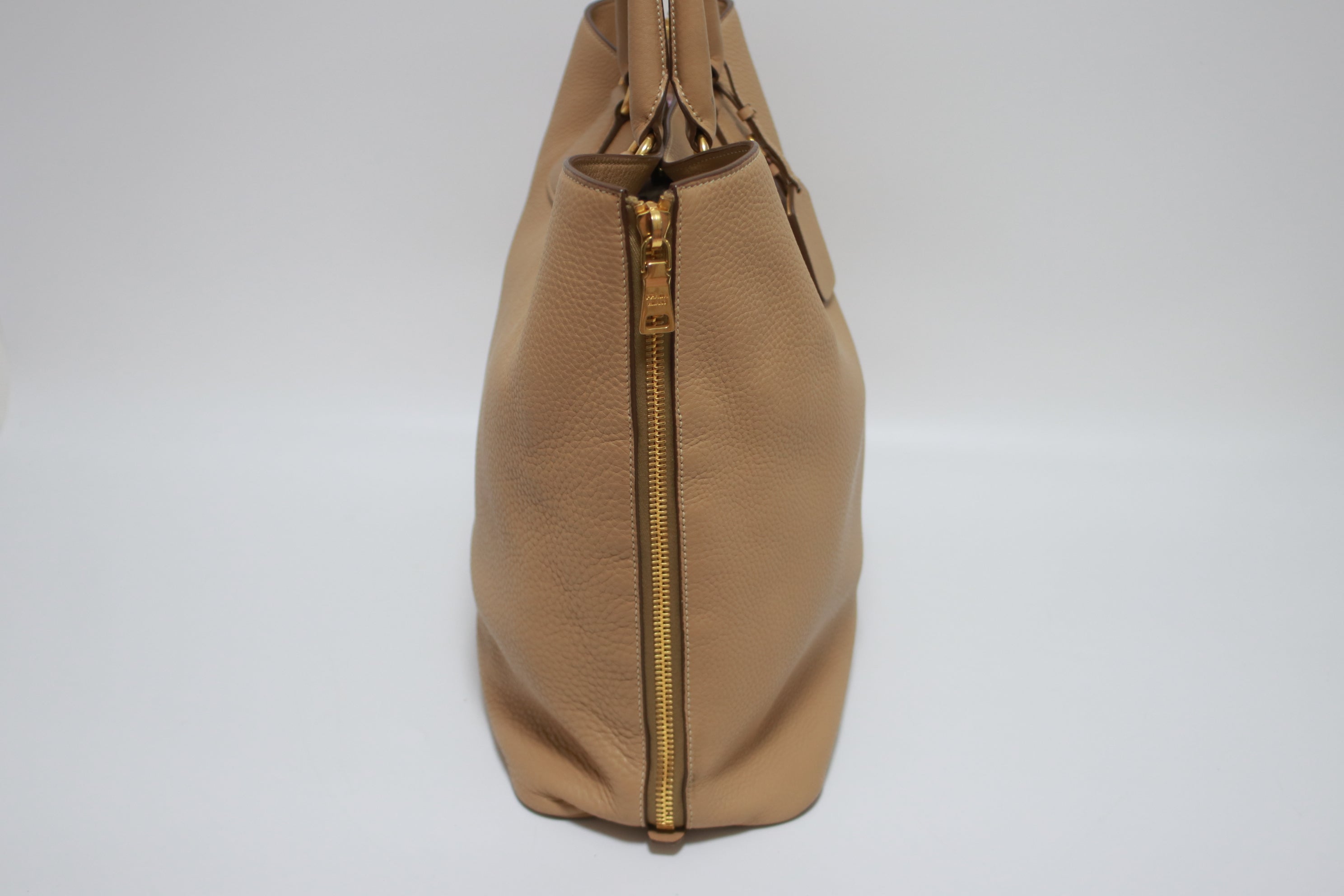 Prada Daino Leather Tote Bag Beige (no strap) Used