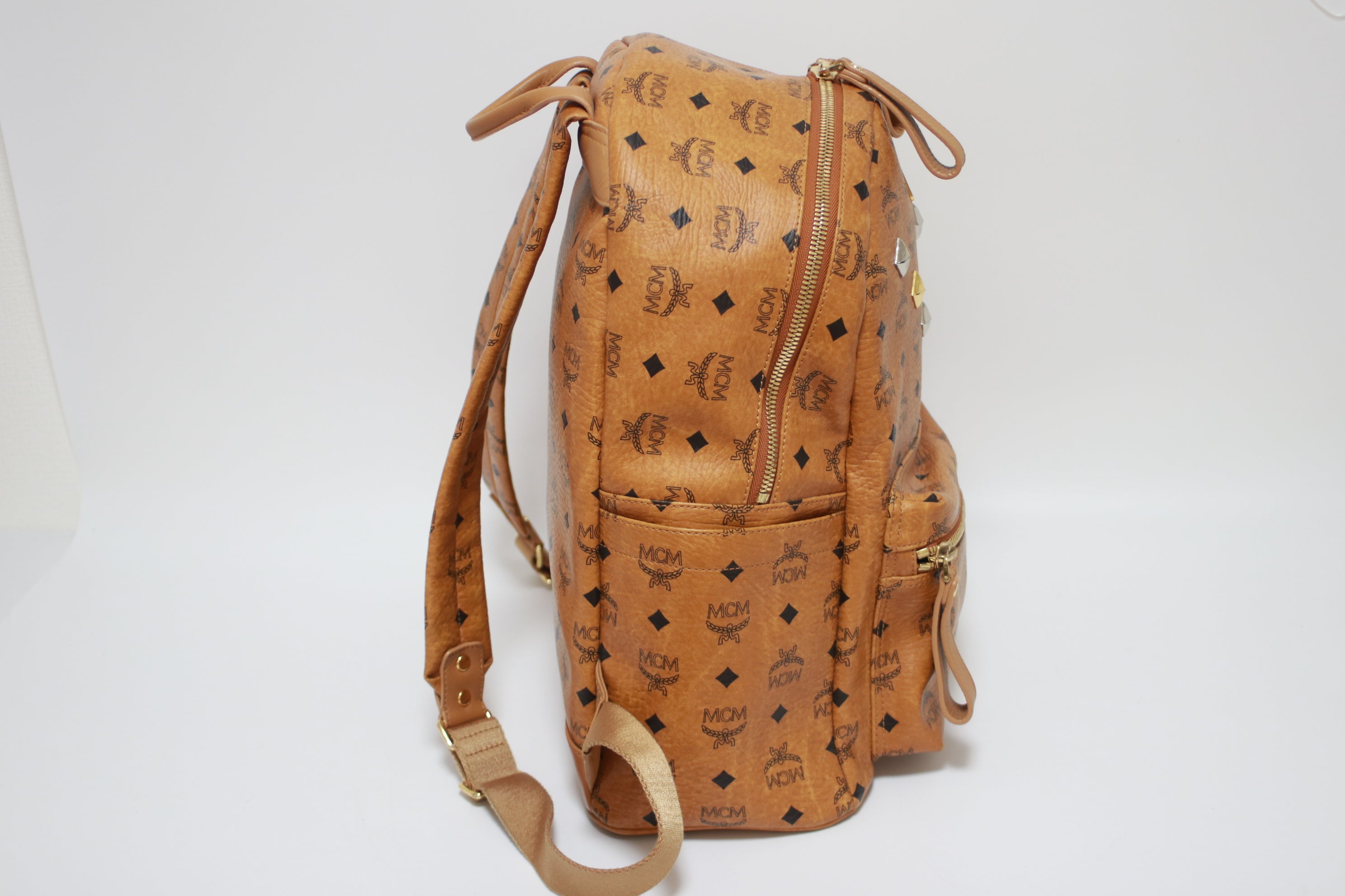 MCM Visetos Studs Backpack Medium Size Used
