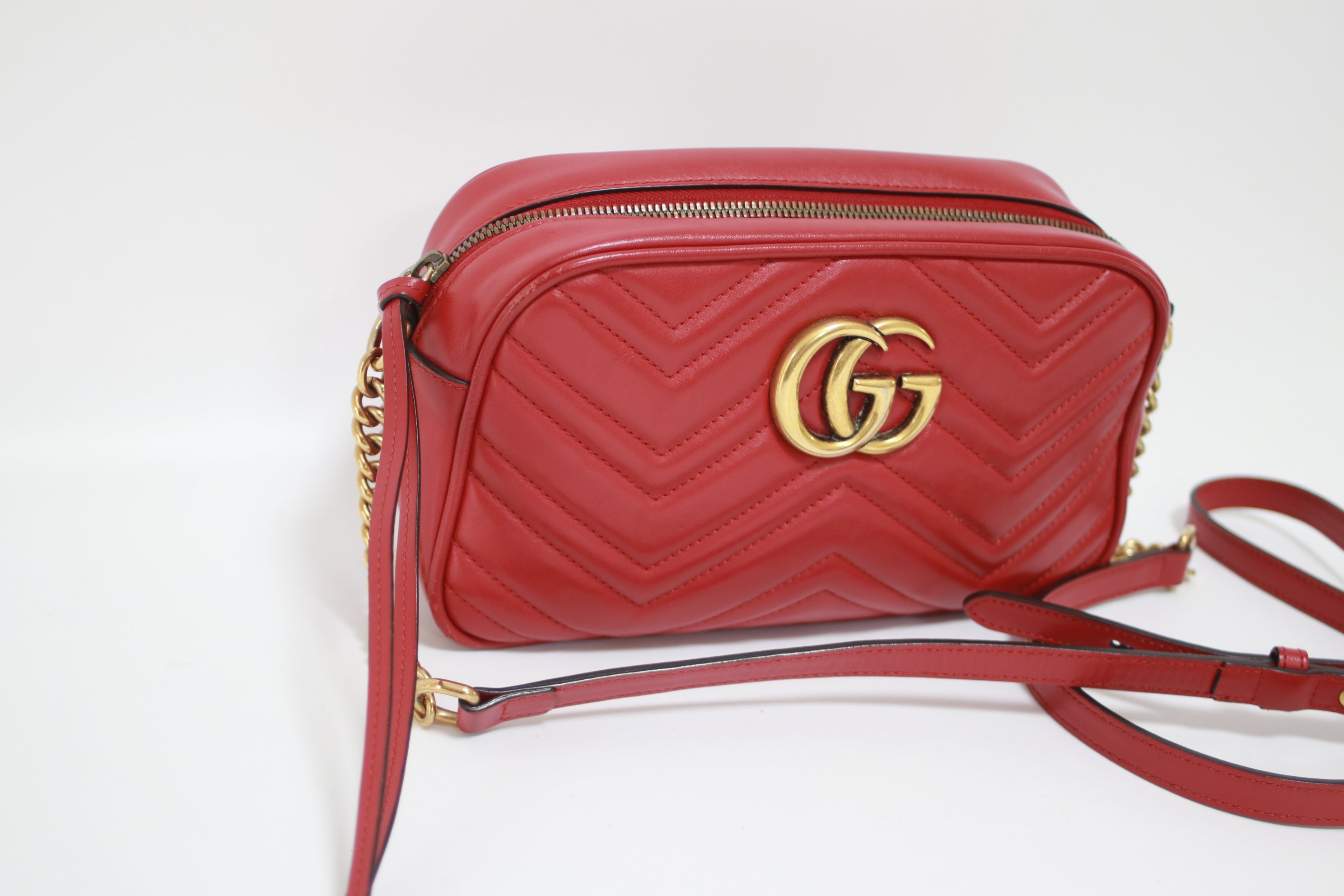Gucci Marmont Shoulder Bag Red Used