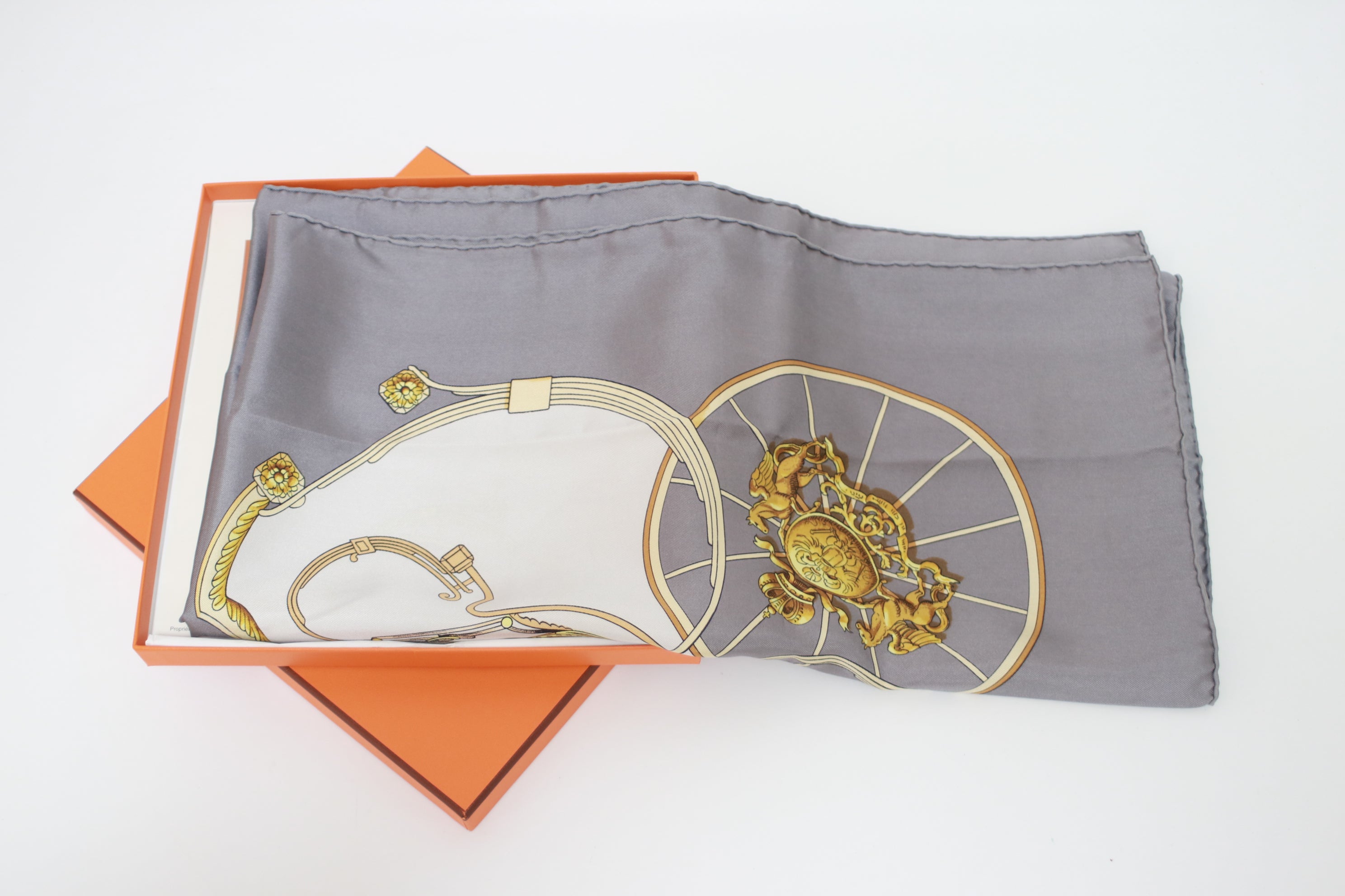 Hermes Scarf Gray with Box Used