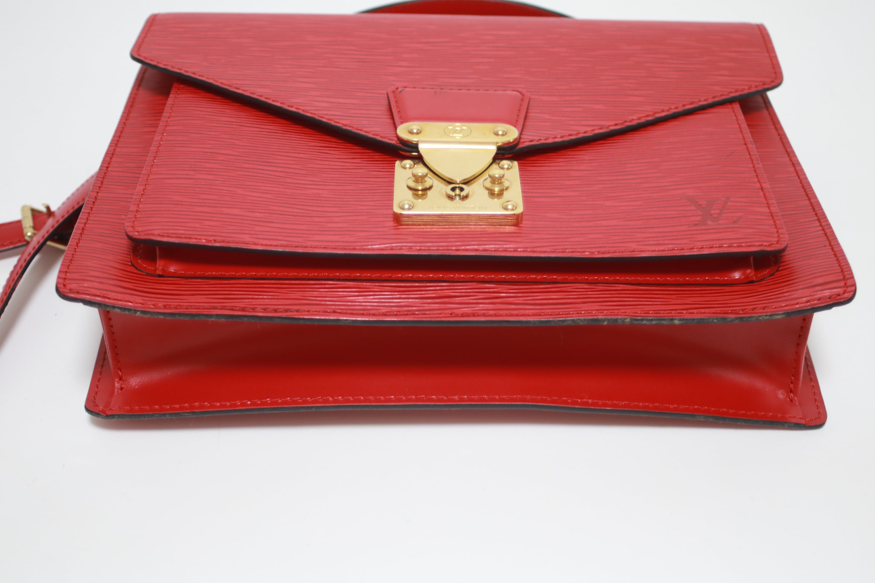 Louis Vuitton Monceau 28 Epi Red Two-Way Handbag Used