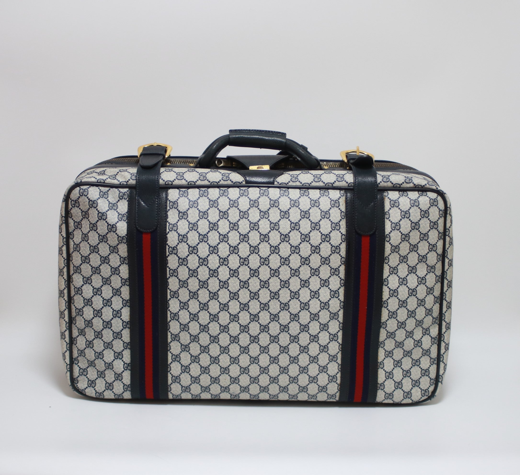 グッチ トラベルスーツケース ネイビーブルー 中古