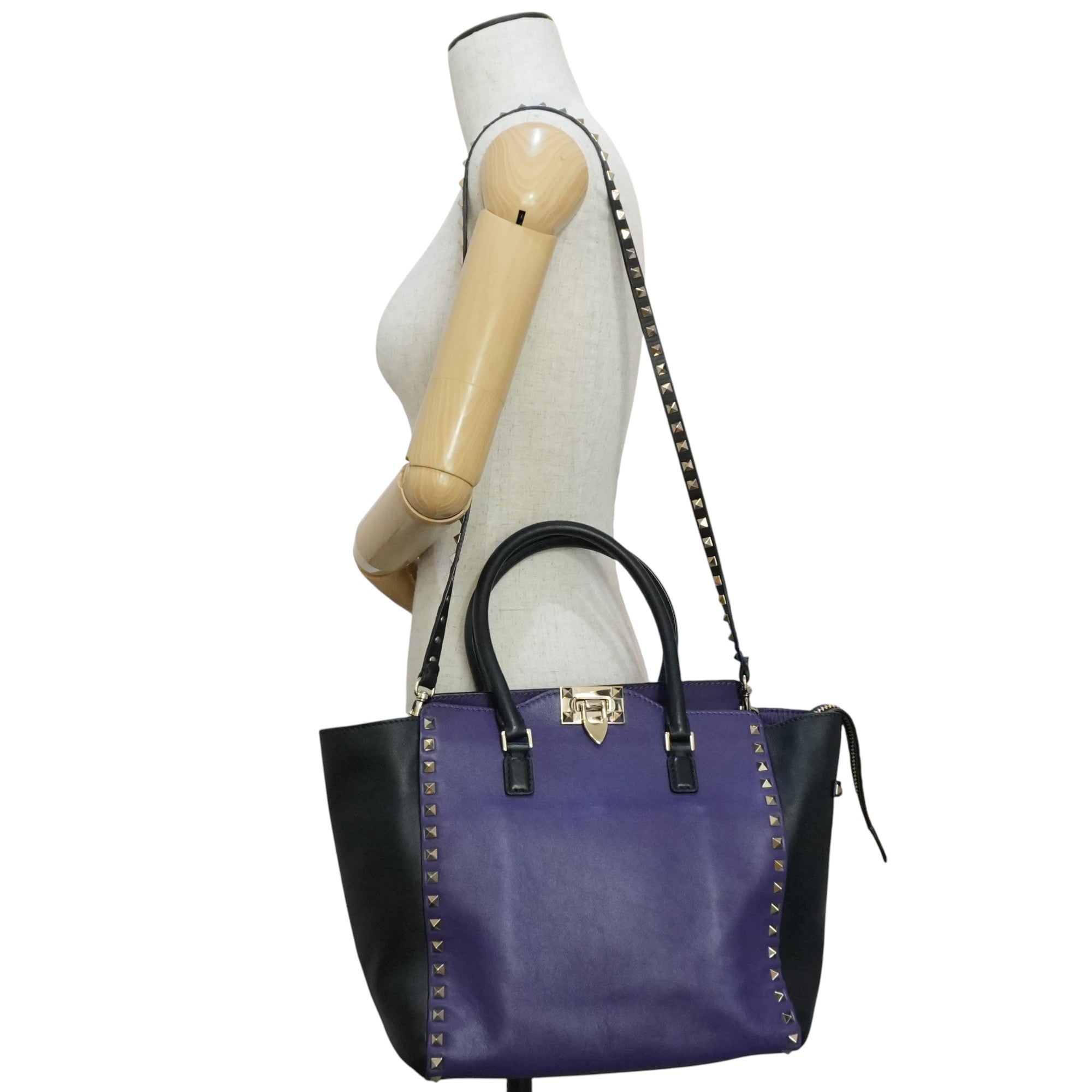 Pre-owned Valentino Two Way Studded Shoulder Bag Purple