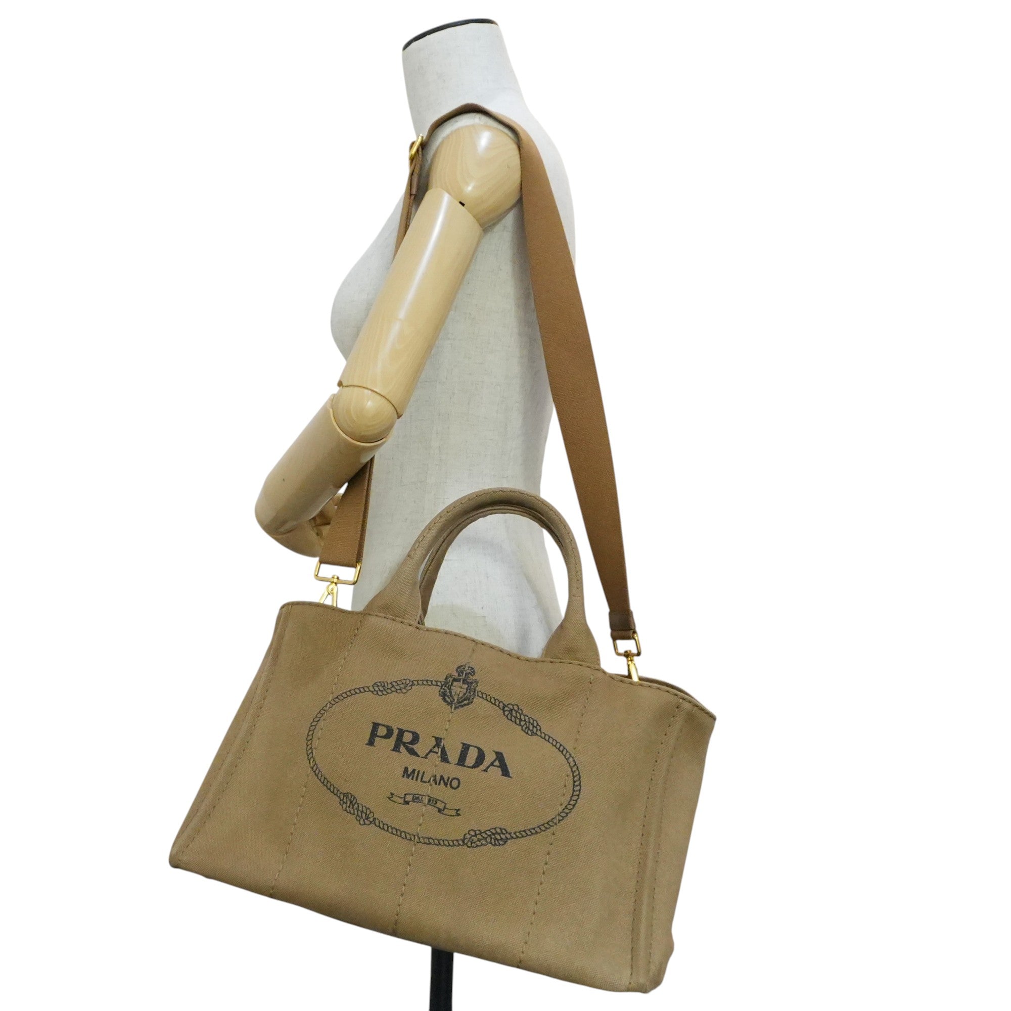 Pre-owned Prada Two Way Canapa Shoulder Bag Brown