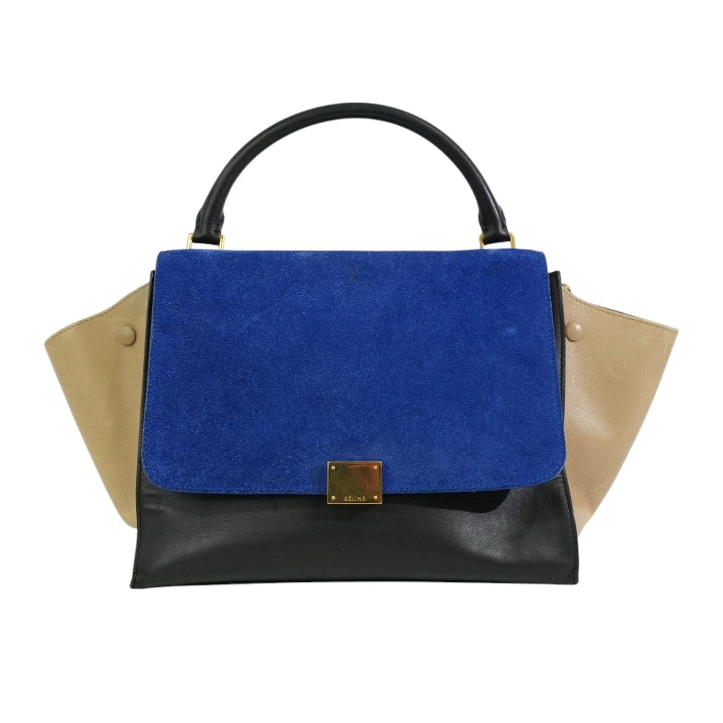 Pre-owned Celine Trapeze Two Way Shoulder Bag Tricolor Blue