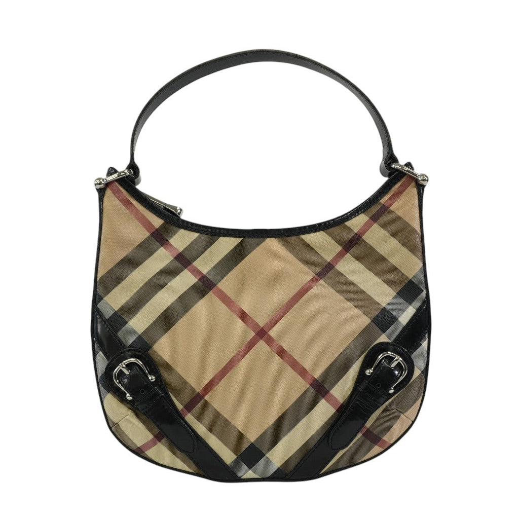 Pre-owned Burberry Nova Check Hobo Shoulder Bag Beige
