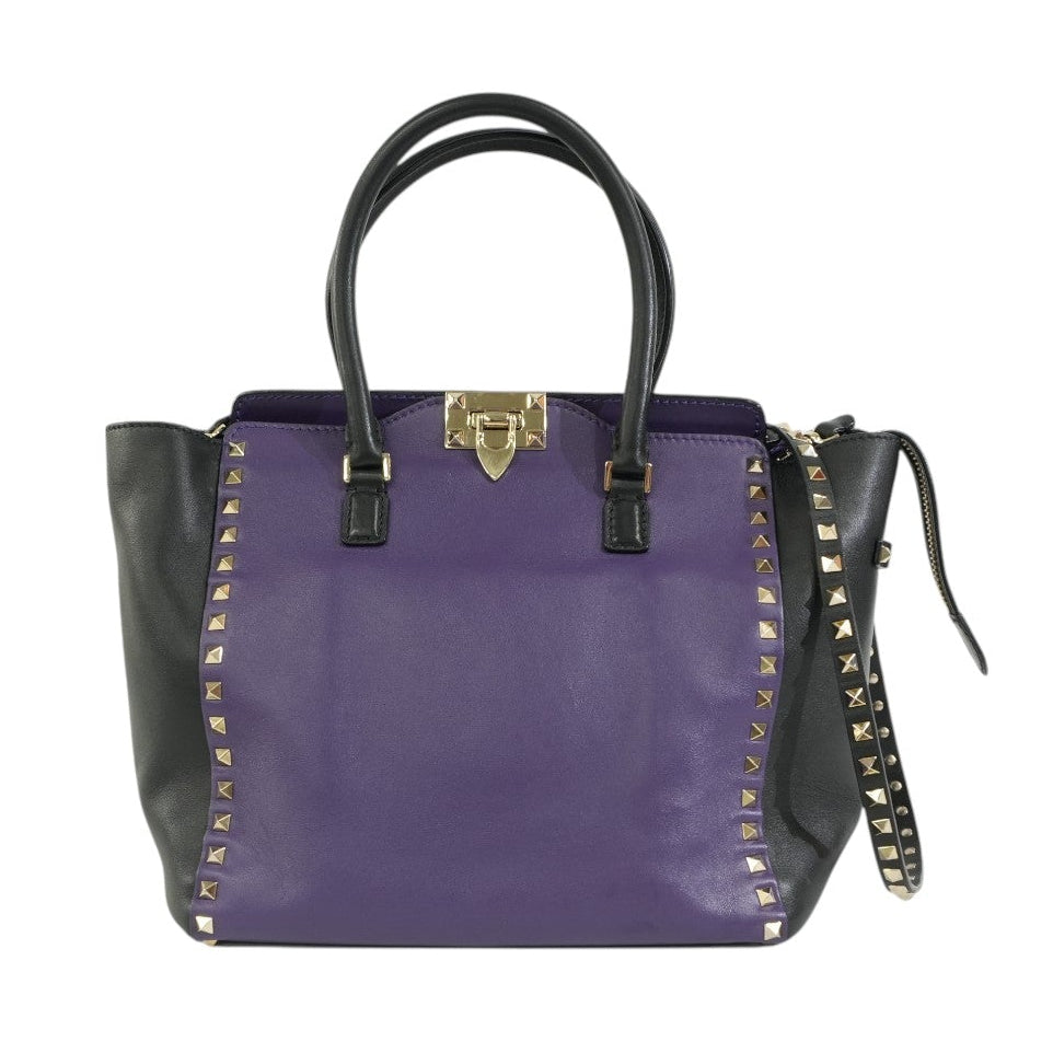 Pre-owned Valentino Two Way Studded Shoulder Bag Purple