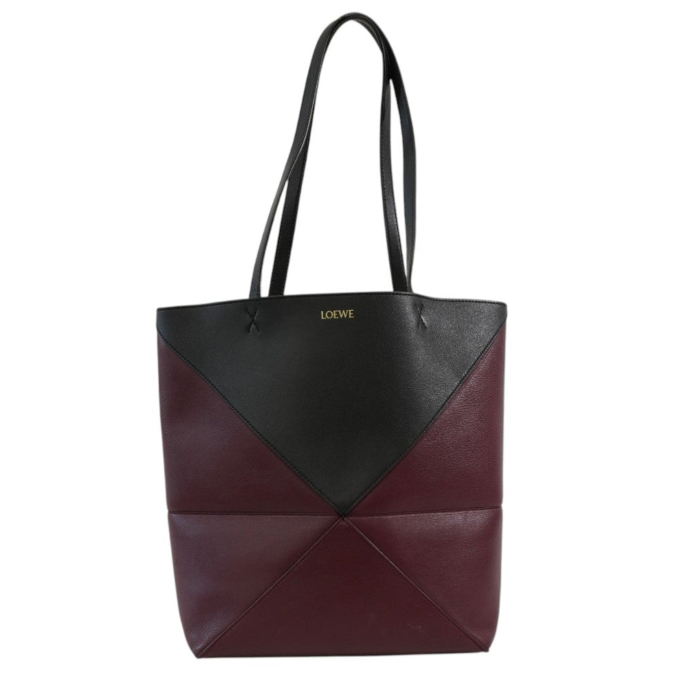 Pre-owned Loewe Puzzle Fold Tote Bag Brown and Burgundy