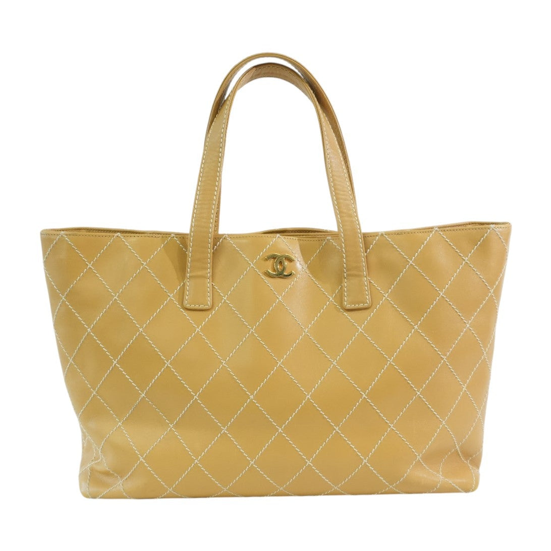 Pre-owned Chanel Wild Stitch Shoulder Bag Beige