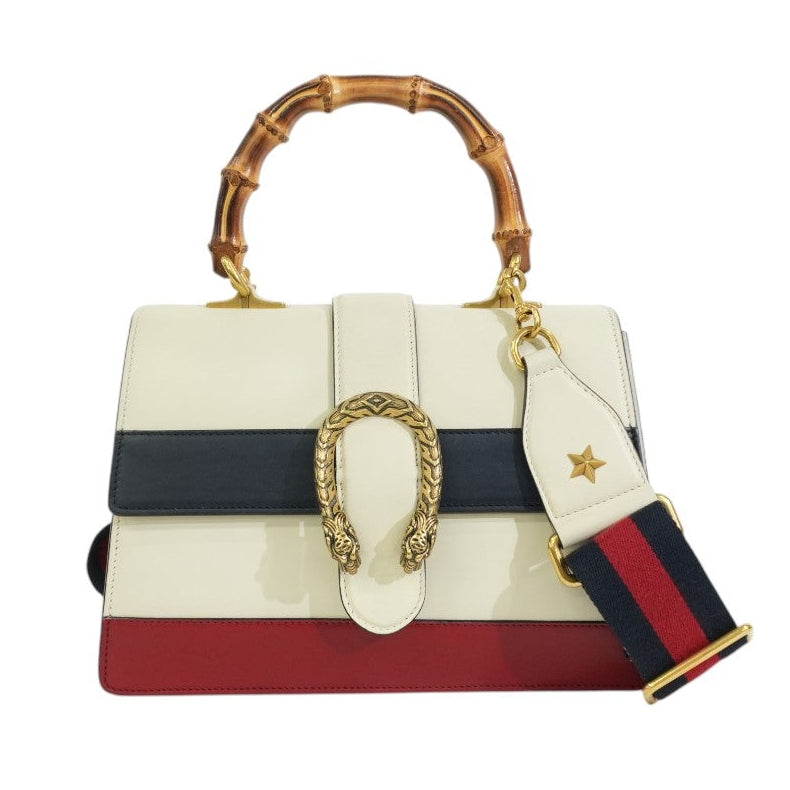 Pre-owned Gucci Two Way Dionysus Bamboo Shoulder Bag White