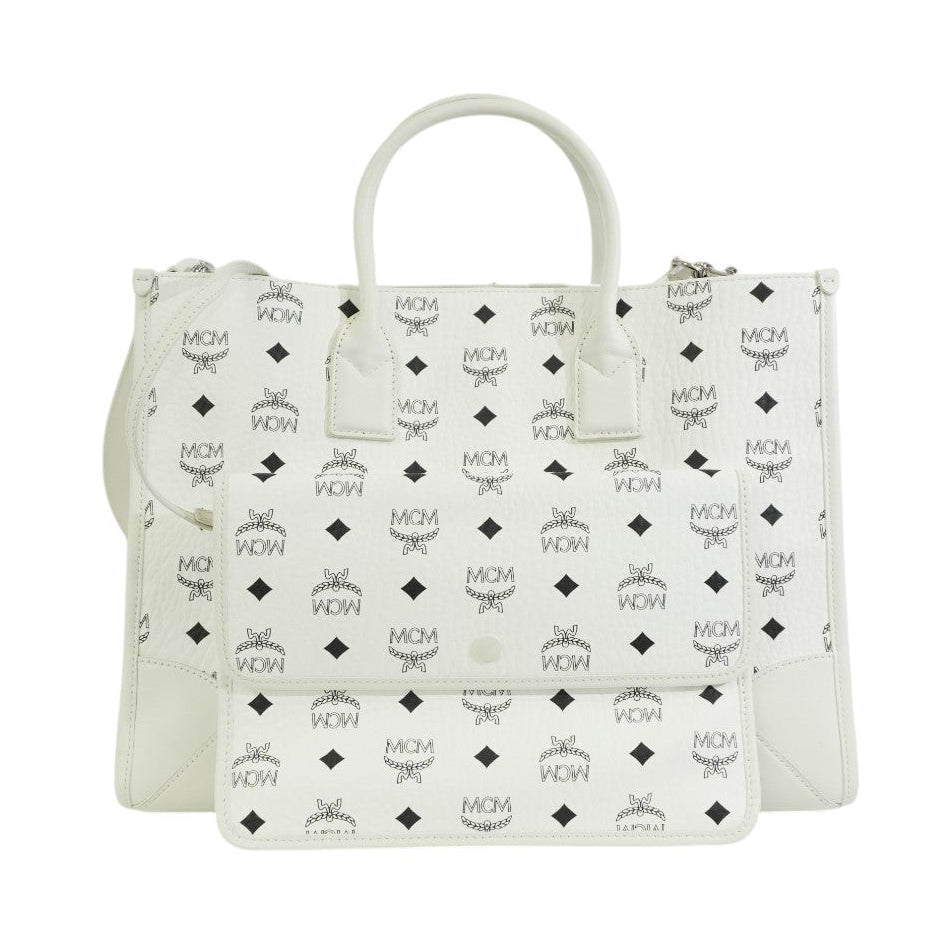 Pre-owned MCM Two Way Shoulder Bag White