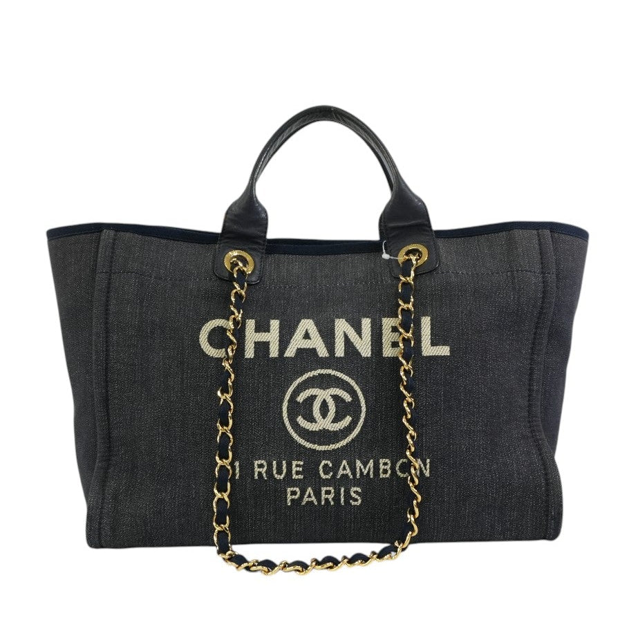Pre-owned Chanel Deauville Tote Bag Blue Denim