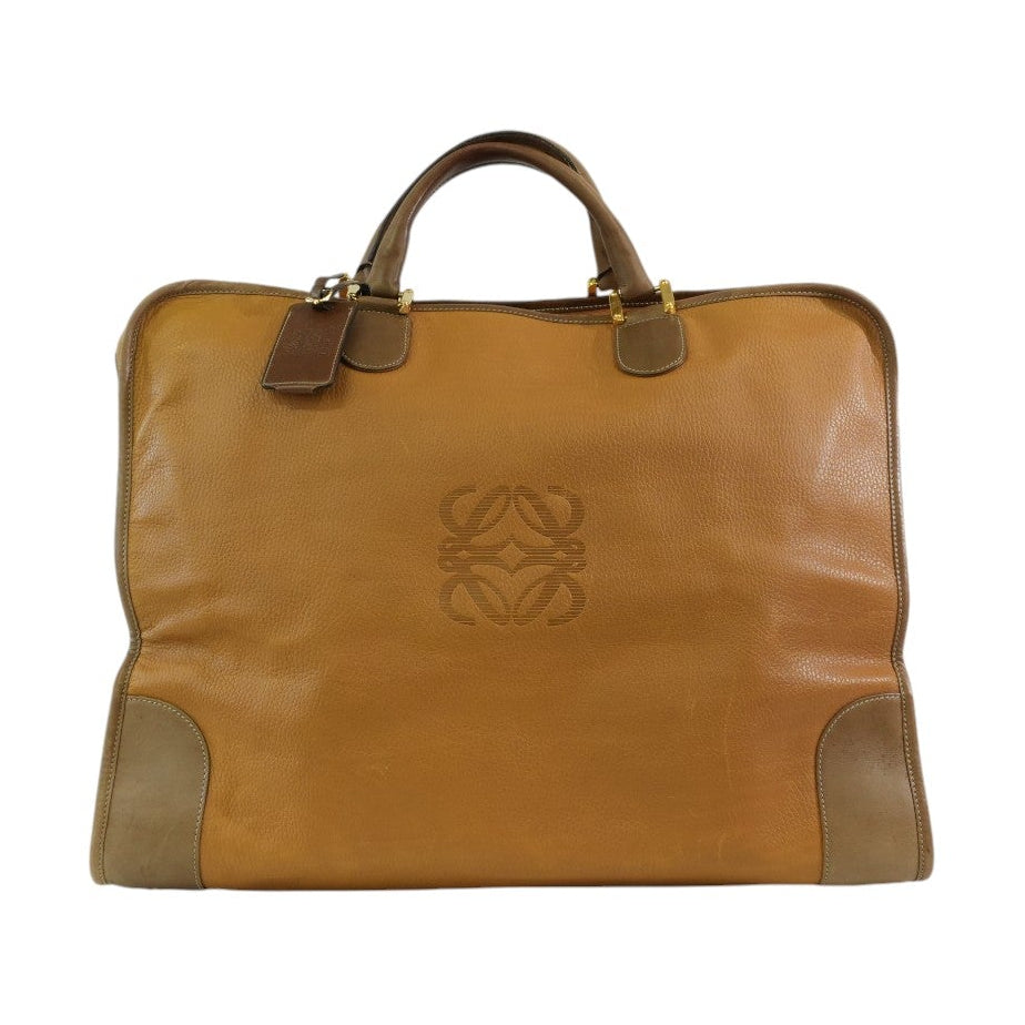 Pre-owned Loewe Amazona 50 Anagram Boston Travel Bag Beige