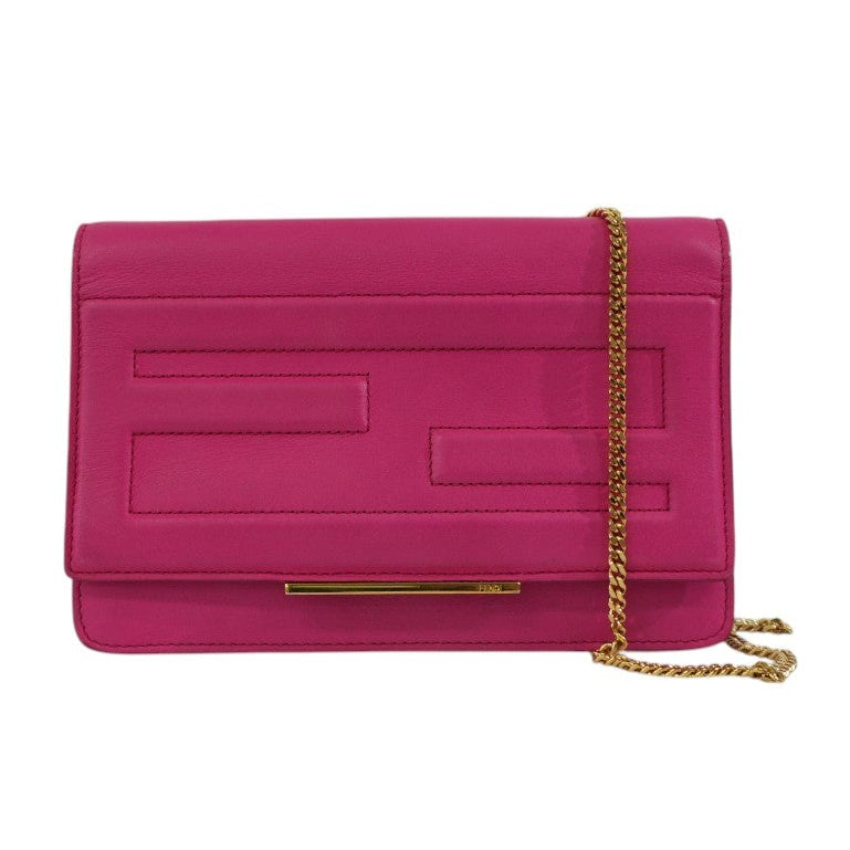 Pre-owned Fendi Wallet on Chain Pink