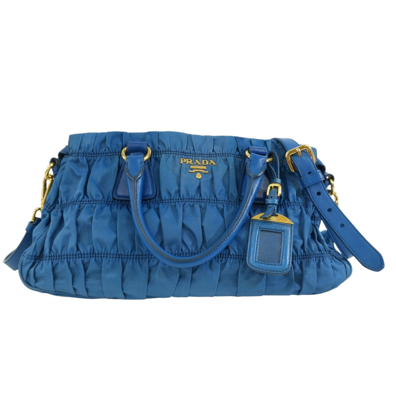 Pre-owned Prada Tessuto Gaufre Shoulder Bag Blue