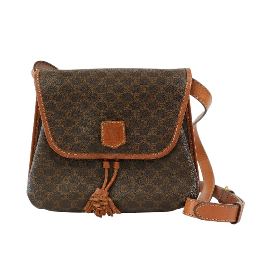 Pre-owned Celine Macadam Shoulder Bag Brown